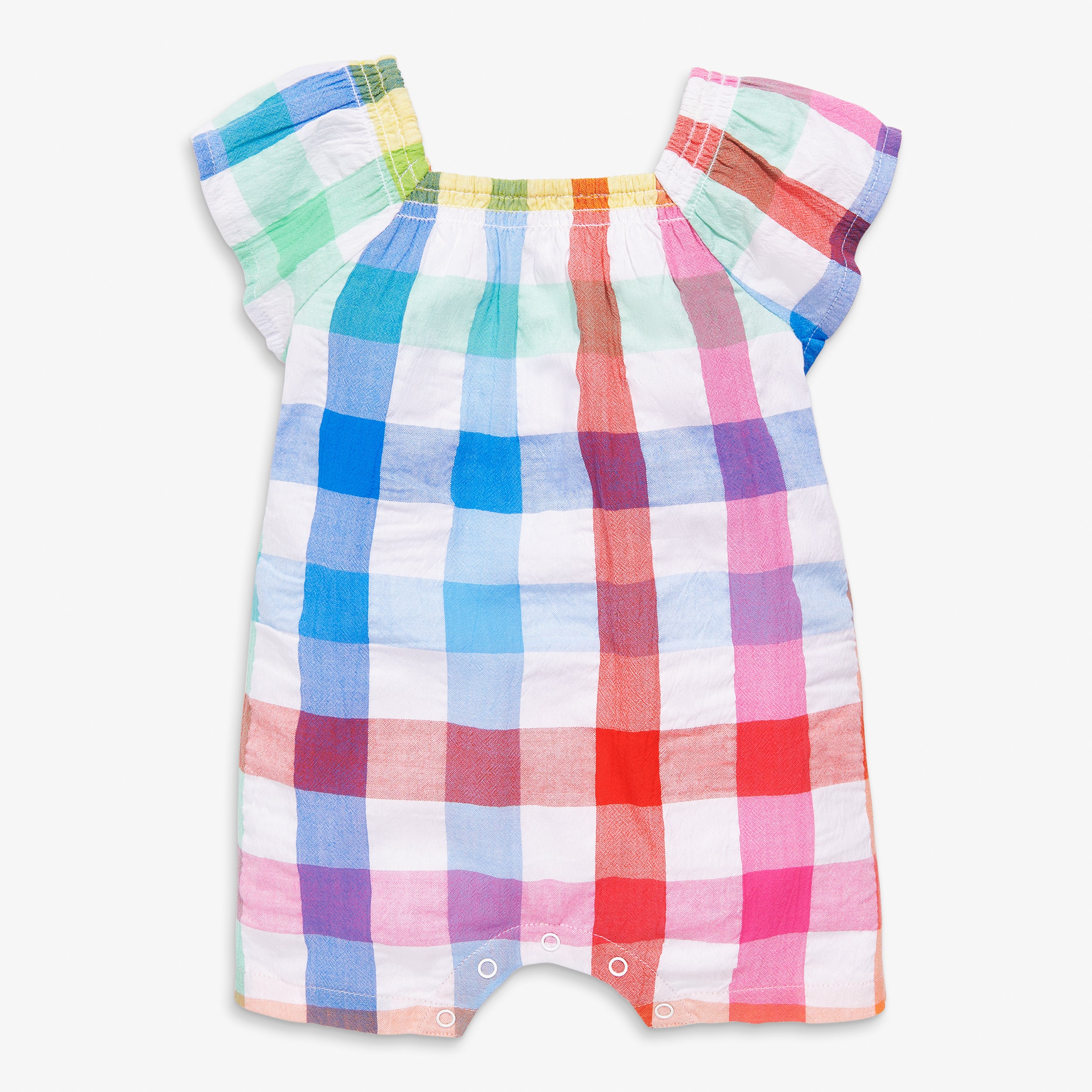 Clearance baby flutter sleeve shortie in rainbow gingham