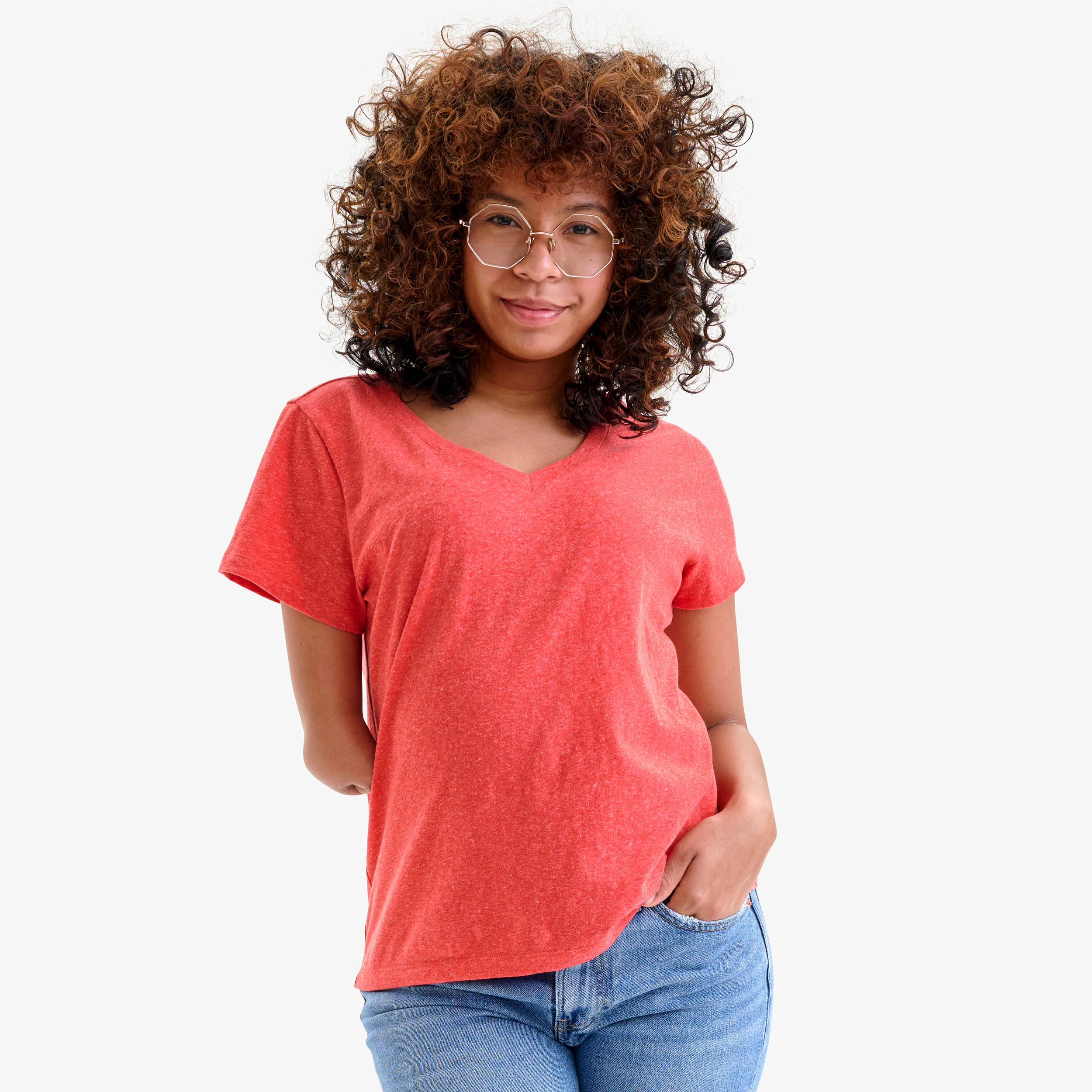 Clearance adult heathered easy v-neck tee (women's fit)