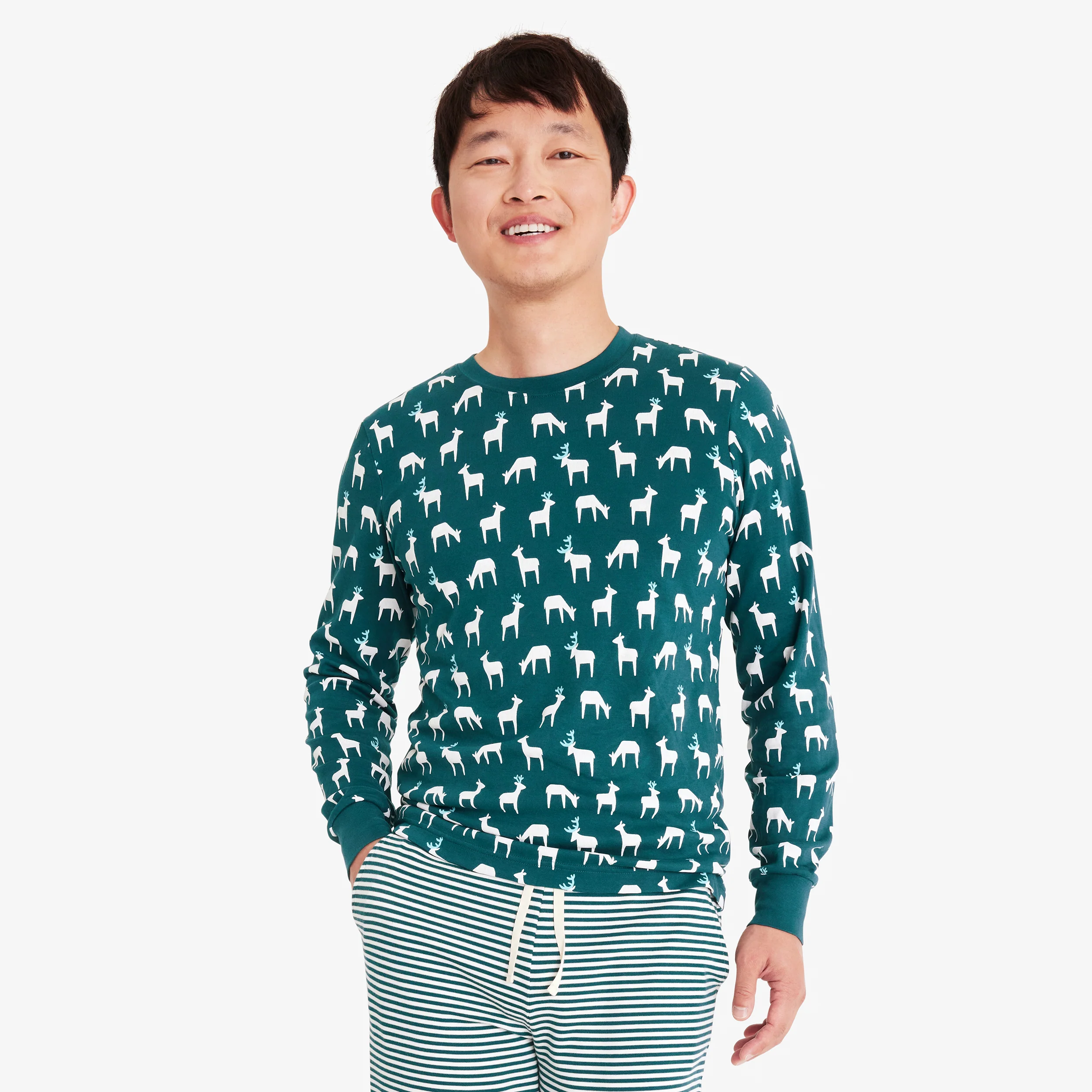 Clearance adult organic long sleeve pj top in forest friends (unisex fit)