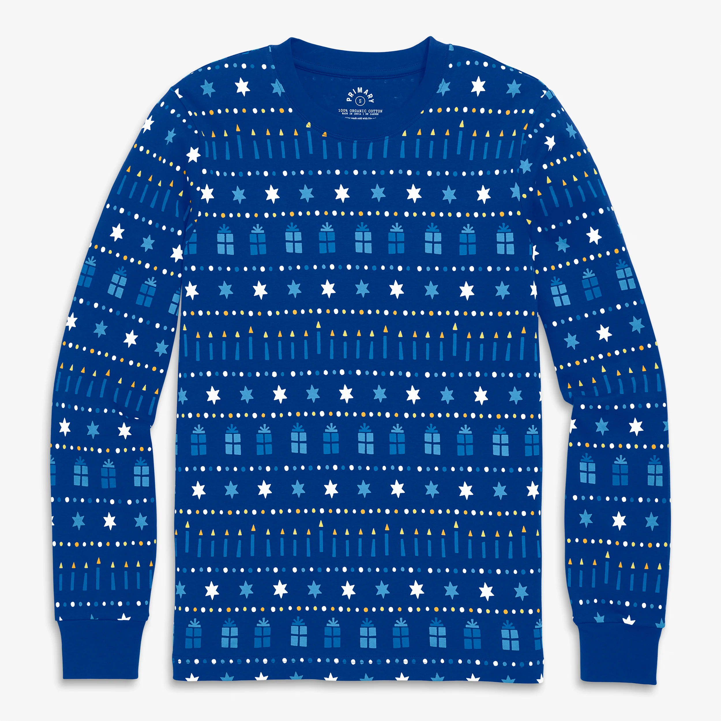 Clearance adult organic long sleeve pj top in festive lights (unisex fit) - Image 2