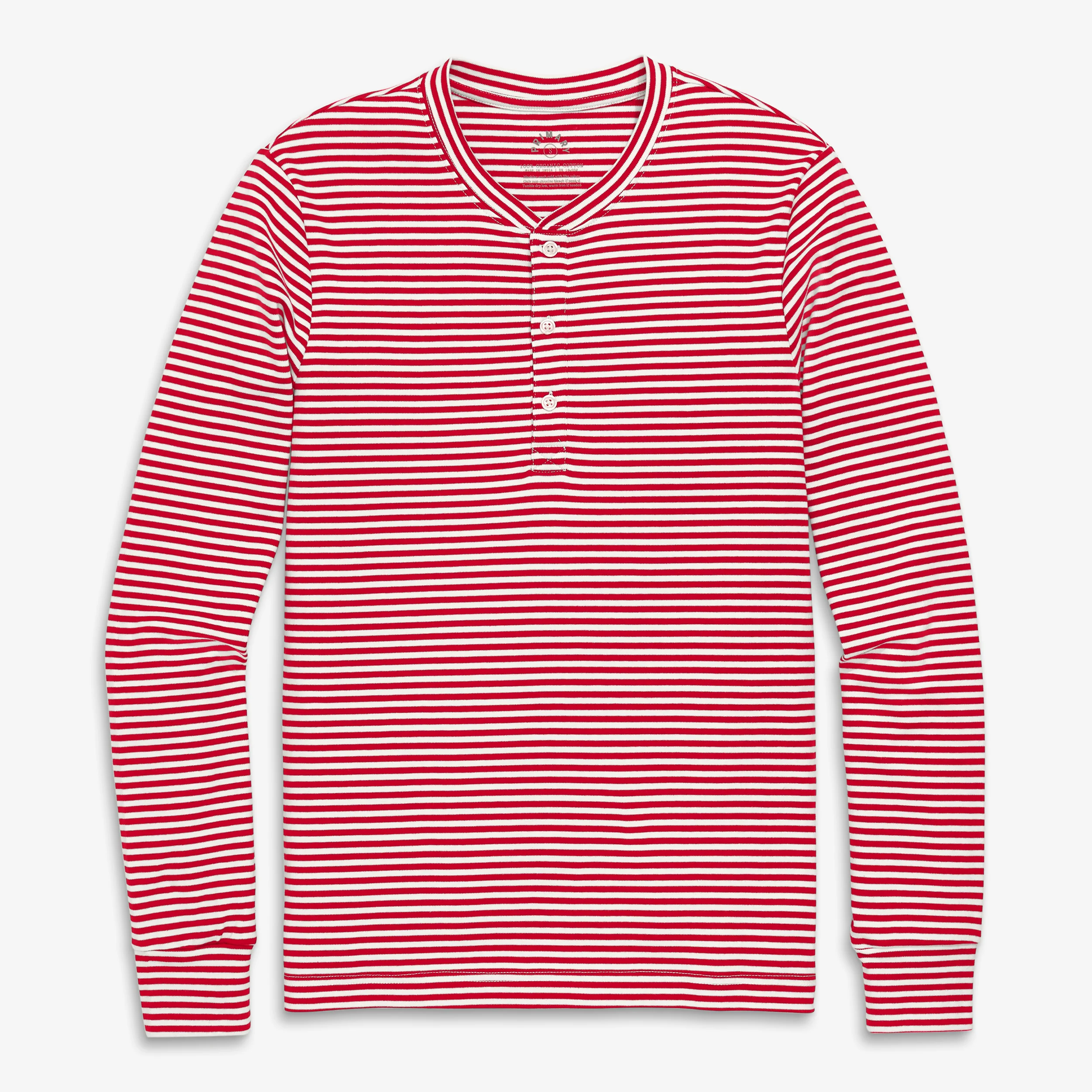Adult organic long sleeve henley PJ top in stripe (unisex fit) - Image 3