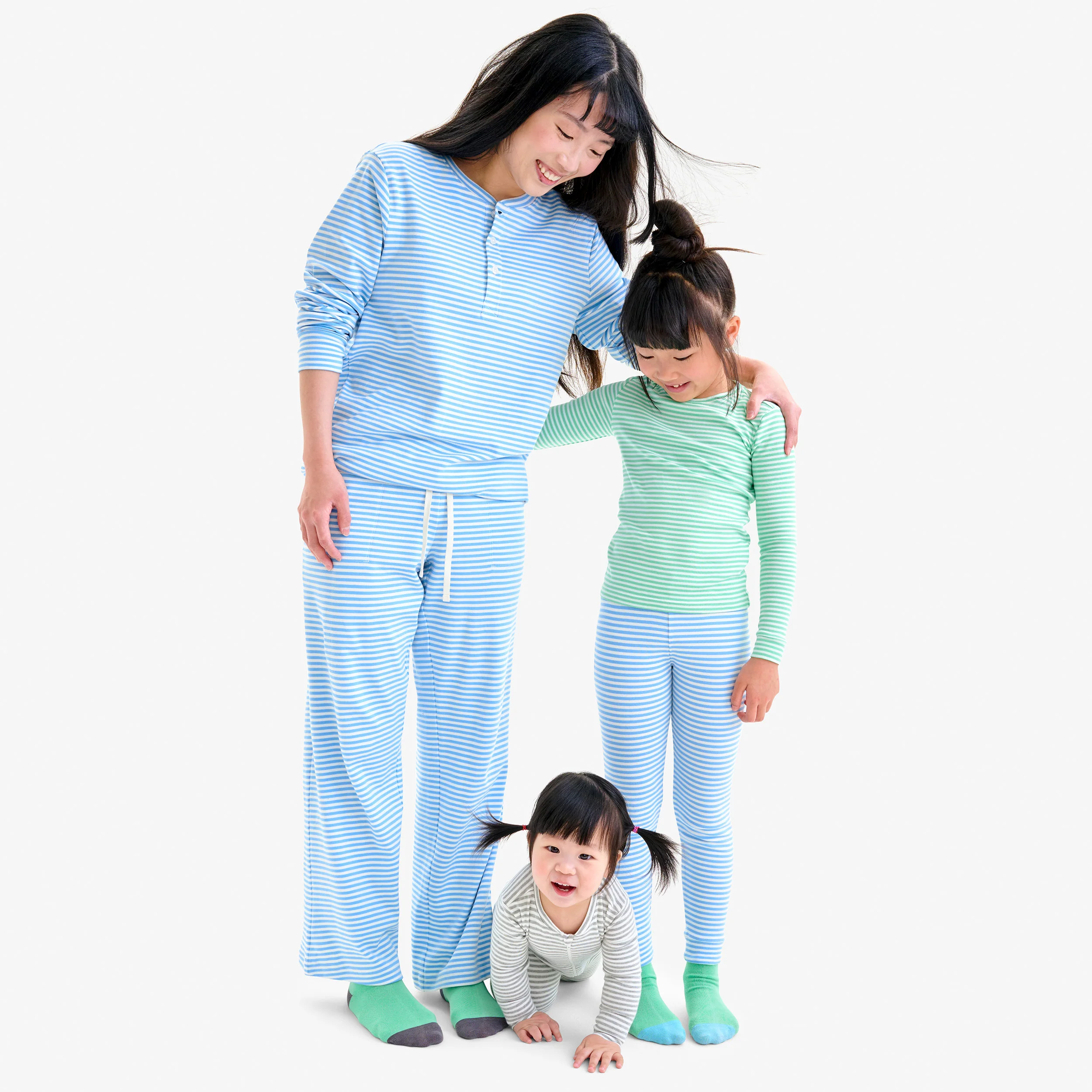 Adult organic long sleeve henley PJ top in stripe (unisex fit) - Image 9