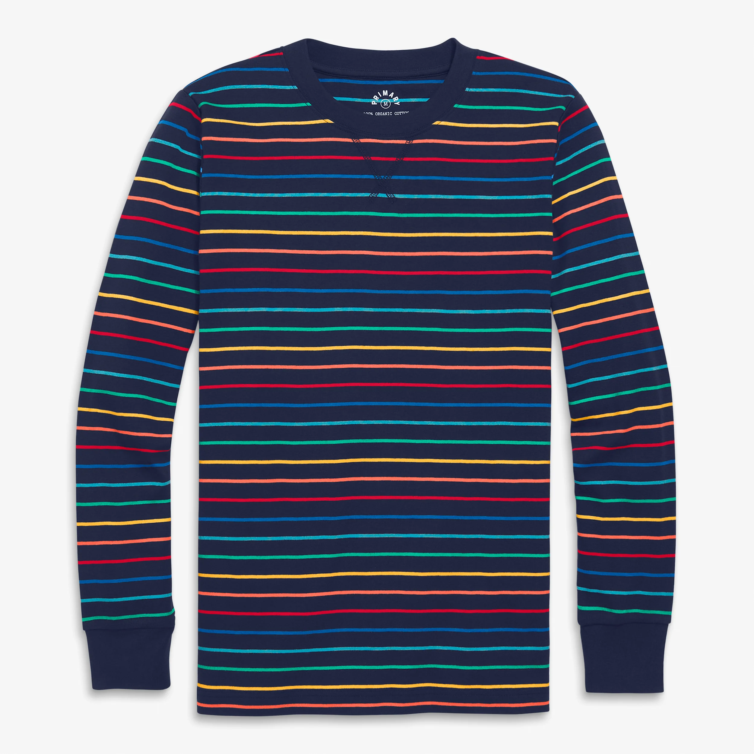 Clearance adult organic pj top in festive rainbow stripe (unisex fit)