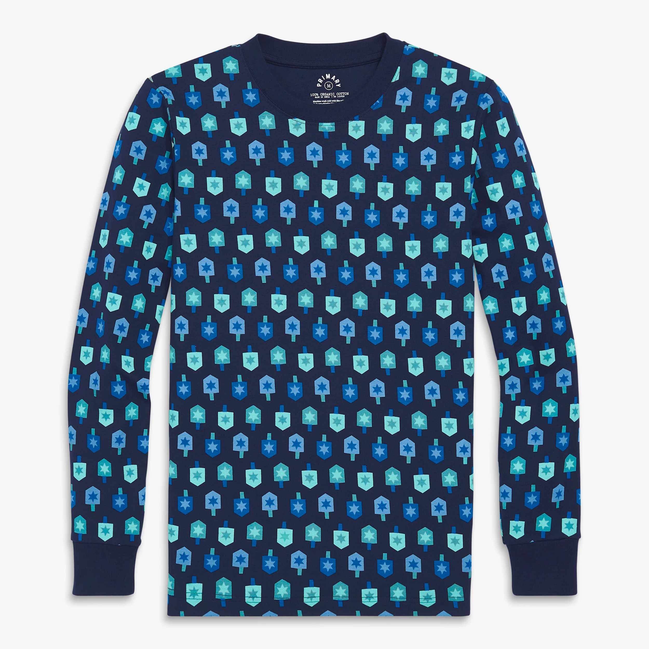 Clearance adult organic pj top in spinning dreidels (unisex fit)