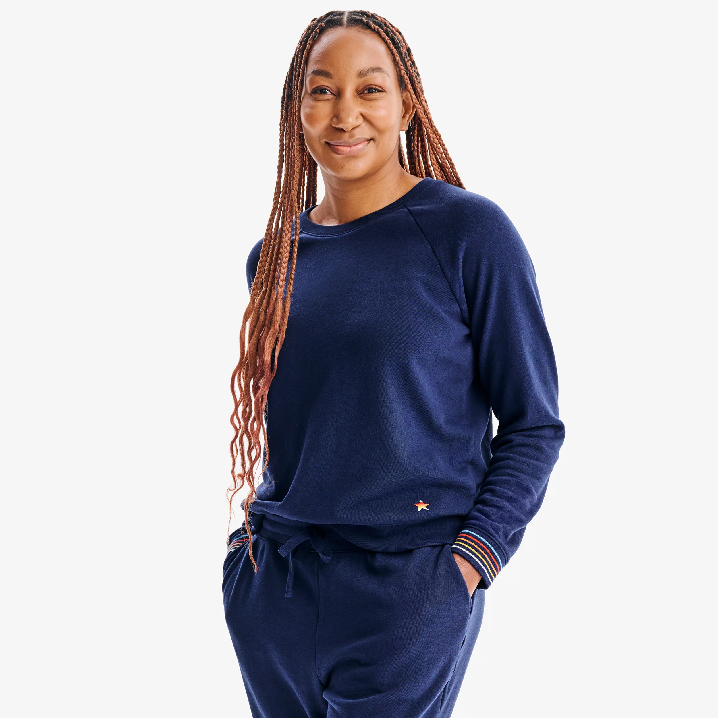 Clearance adult embroidered stripe trim sweatshirt (women's fit) - Image 3