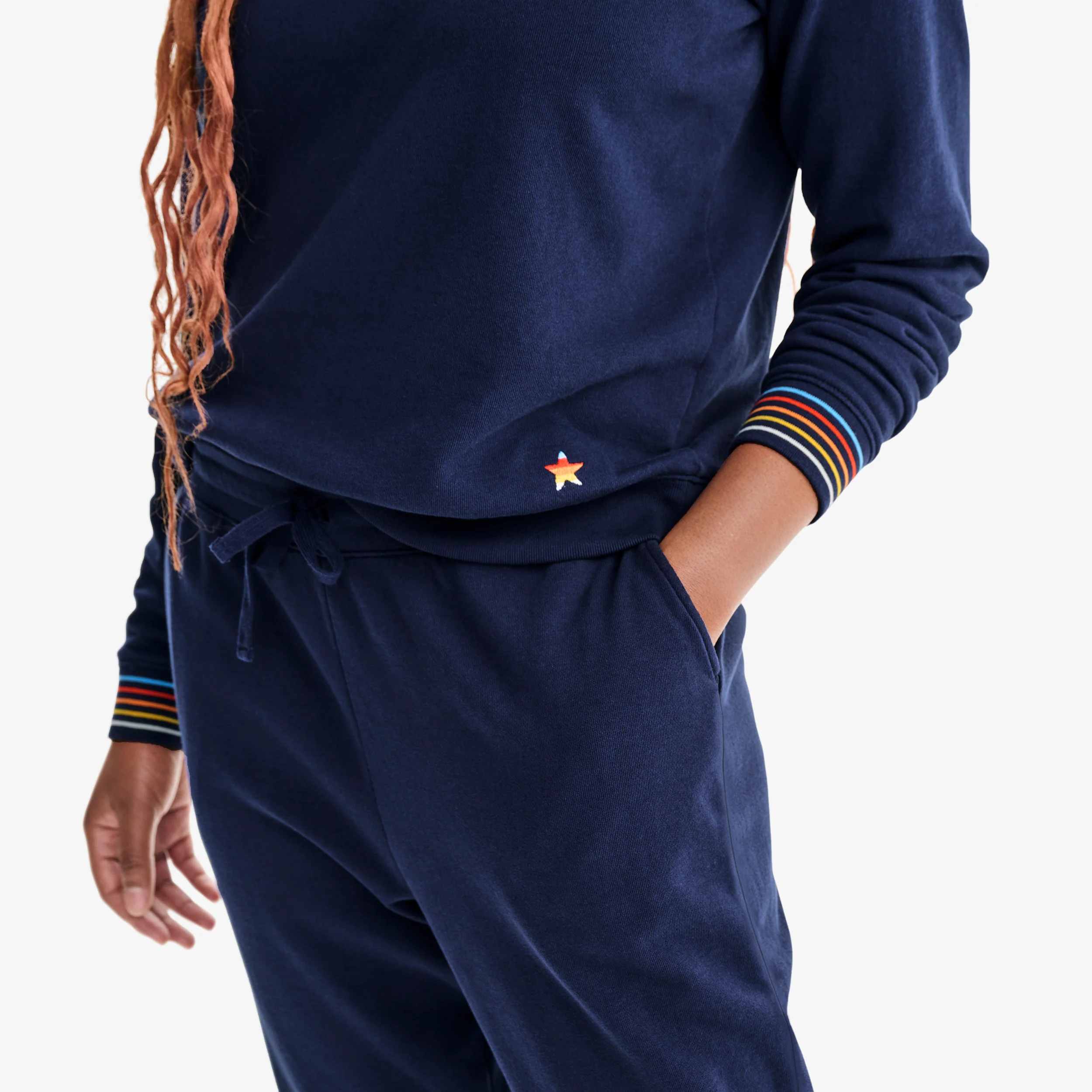 Clearance adult embroidered stripe trim sweatshirt (women's fit) - Image 4