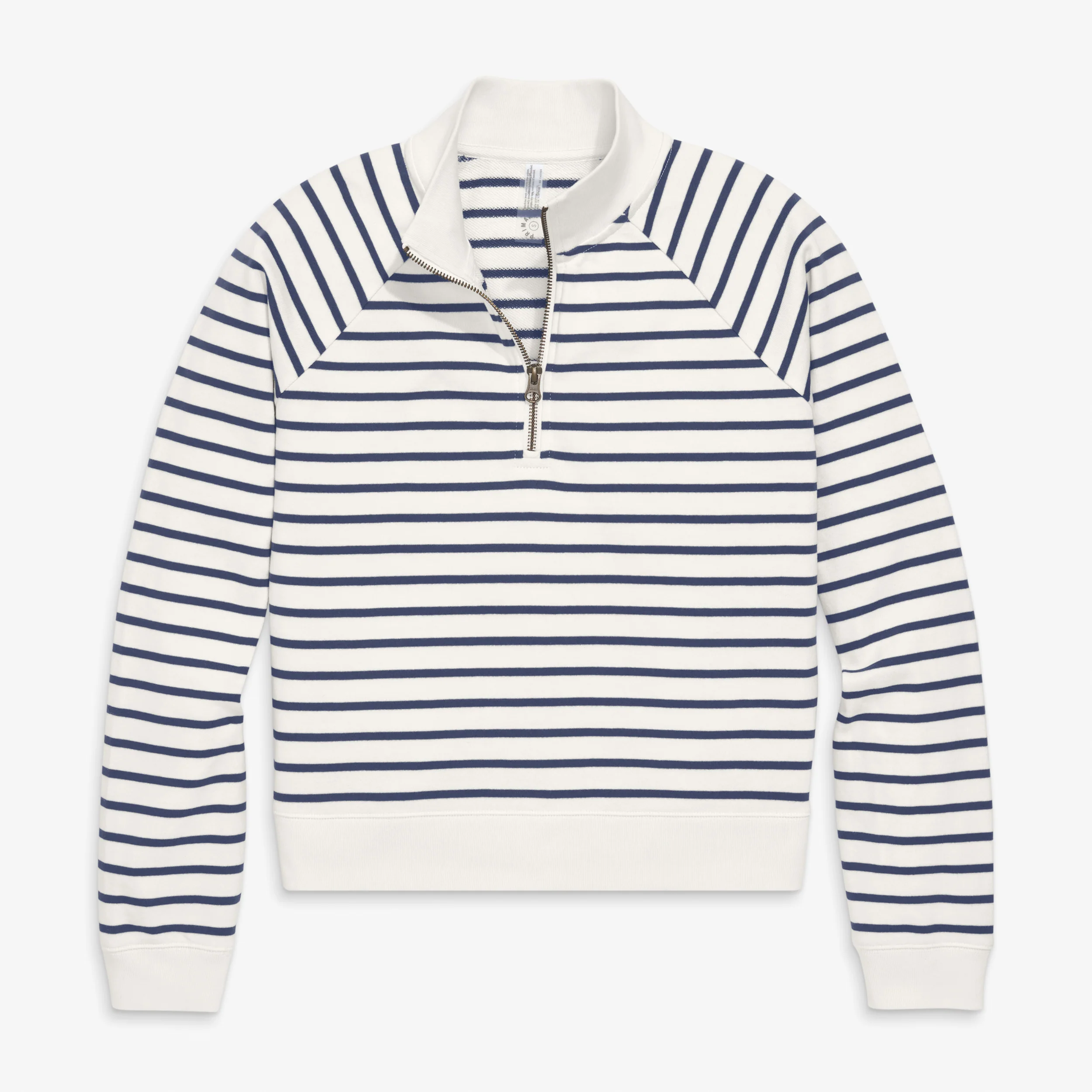 Adult half-zip crop sweatshirt in stripe (women's fit) - Image 2