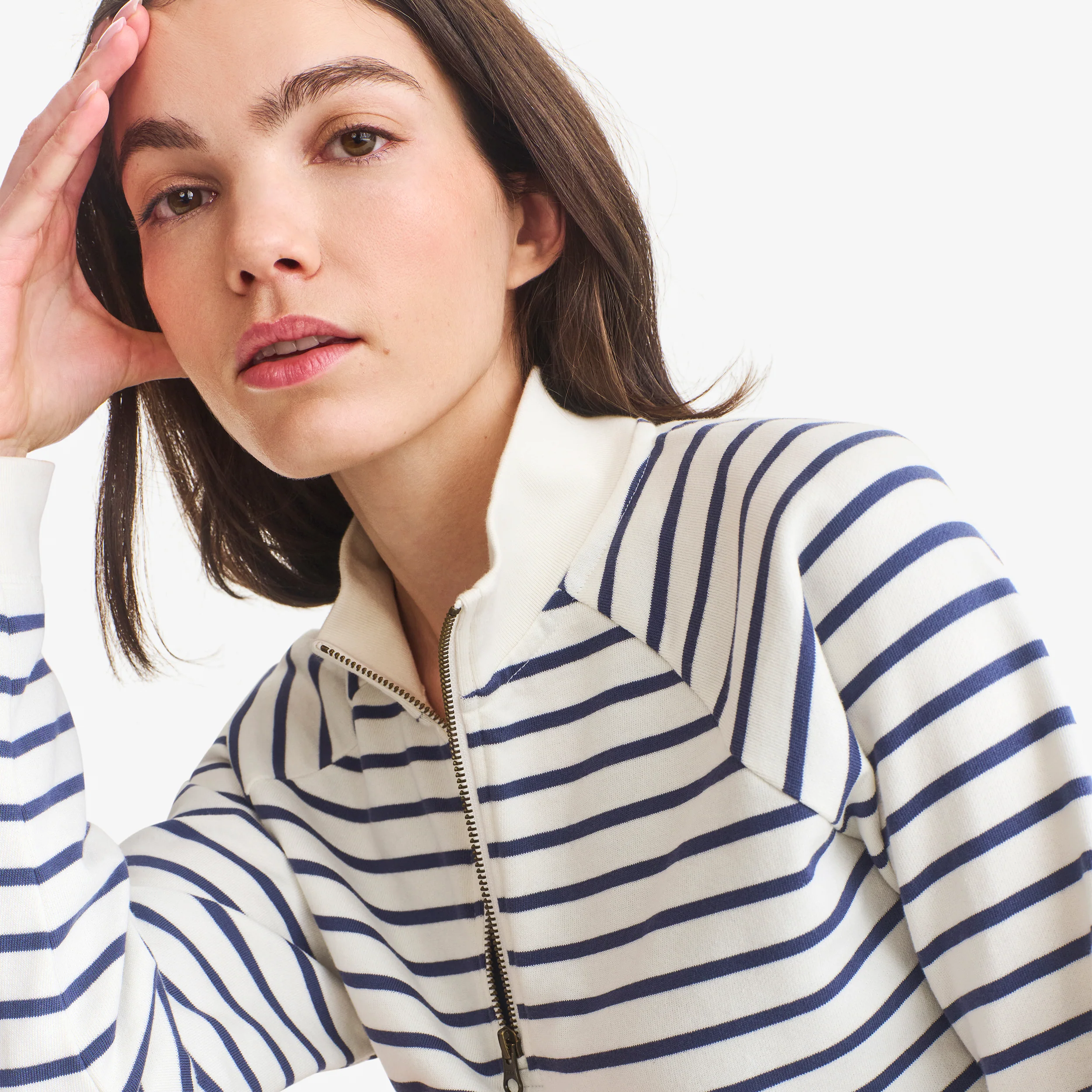 Adult half-zip crop sweatshirt in stripe (women's fit) - Image 3