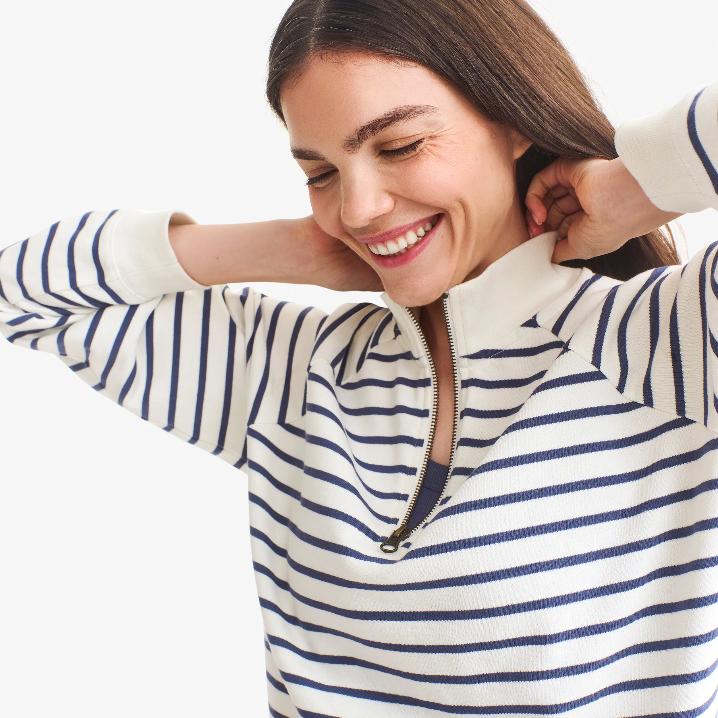 Adult half-zip crop sweatshirt in stripe (women's fit) - Image 4