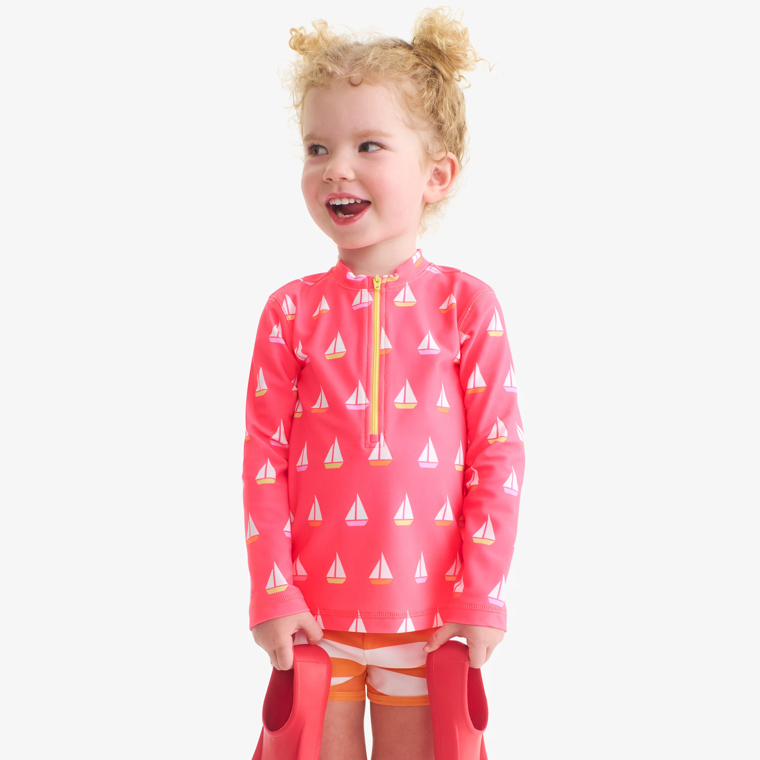 Kids half-zip rash guard in sailboats - Image 3