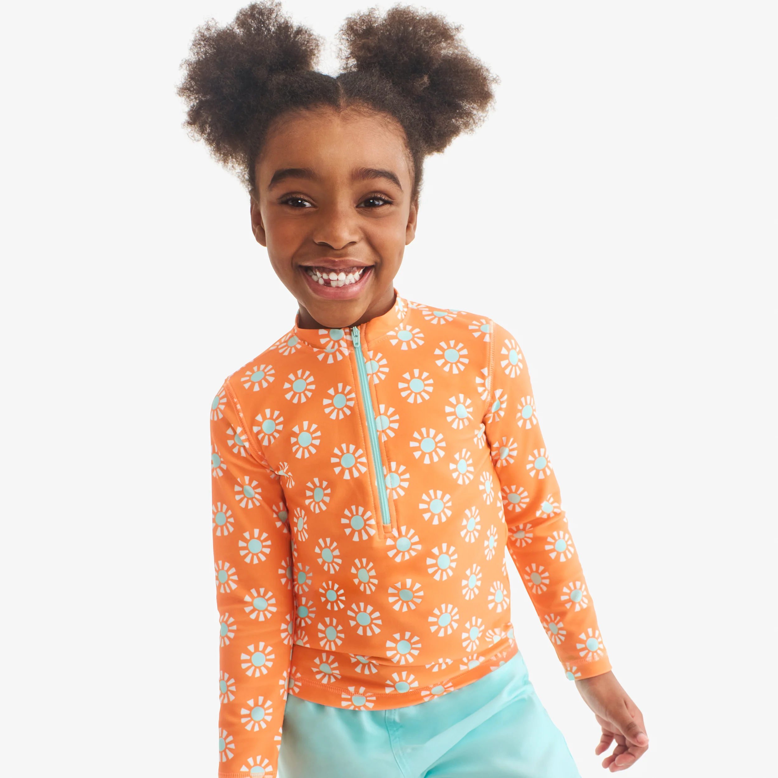 Kids long sleeve half-zip rash guard in cutout suns