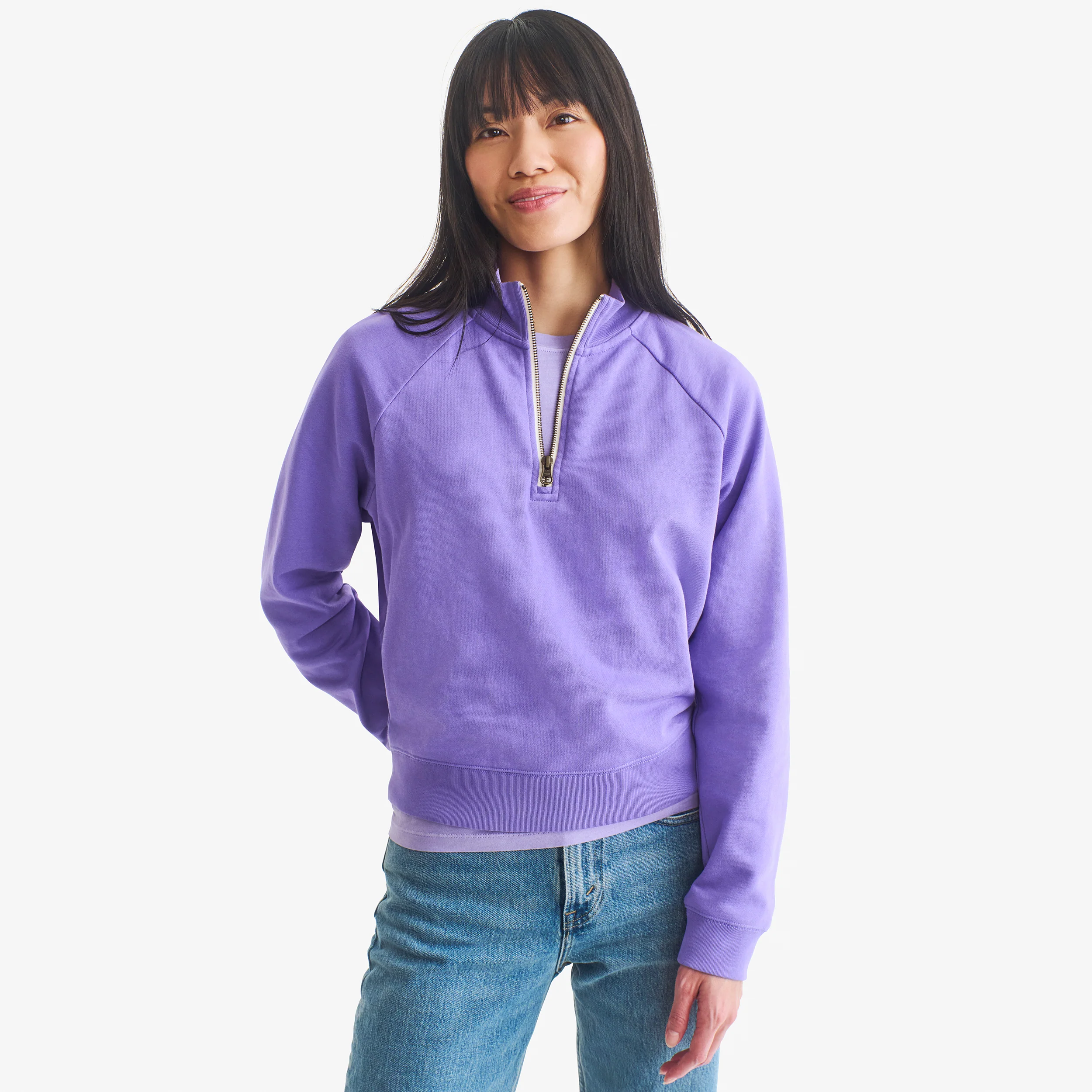 Adult half-zip crop sweatshirt (women's fit)