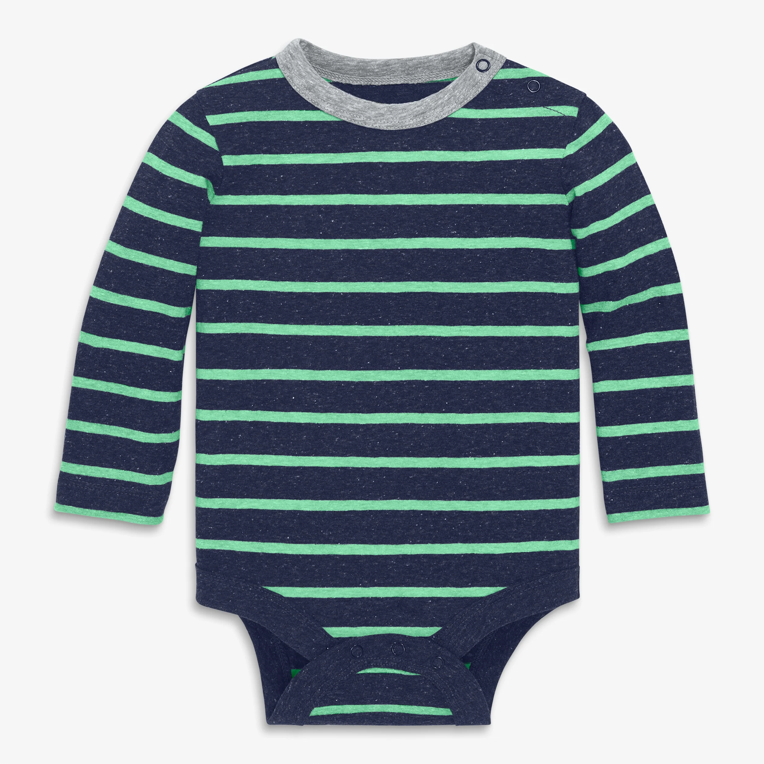 Heathered long sleeve stripe babysuit - Image 3