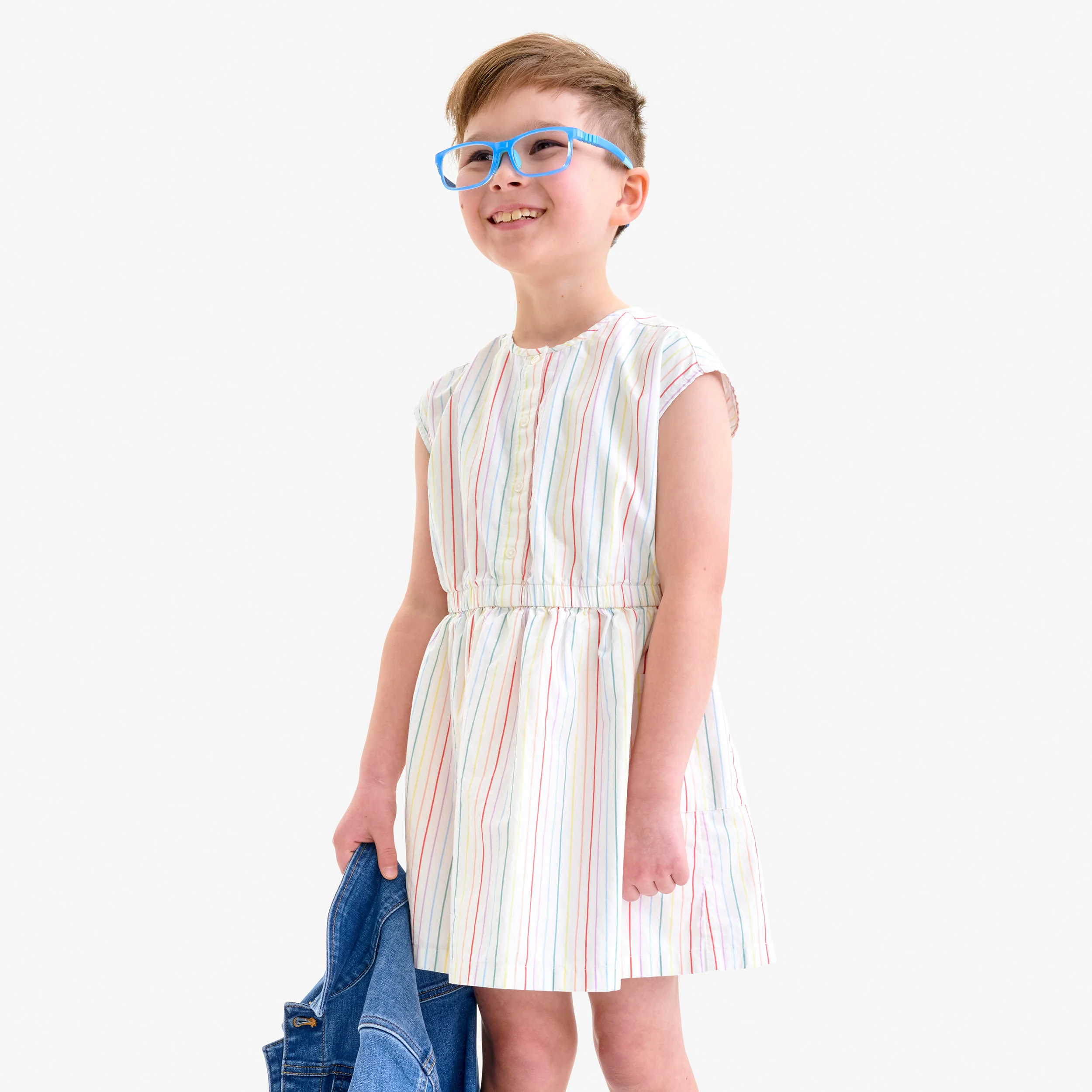 Clearance kids picnic dress in rainbow pinstripe - Image 2