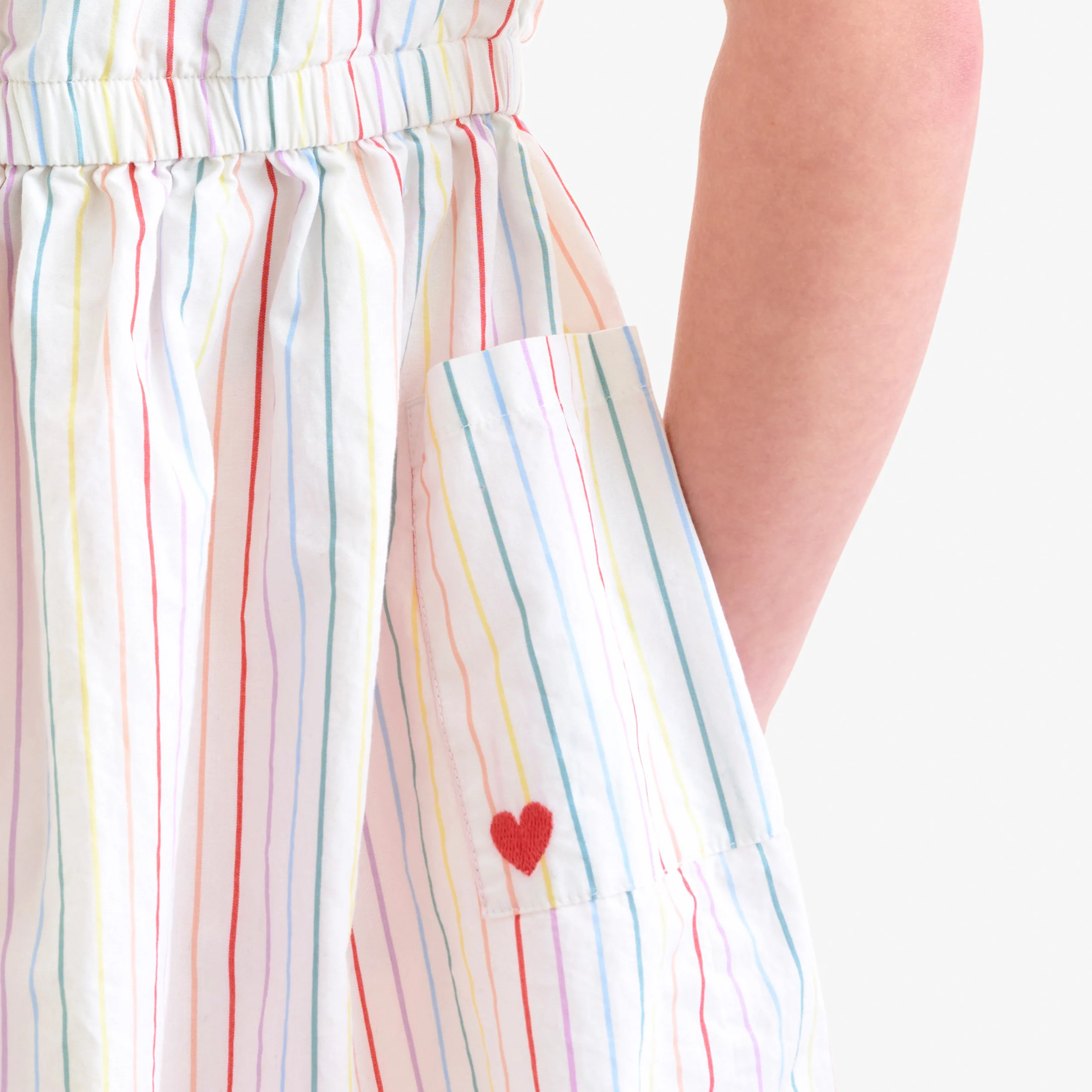 Clearance kids picnic dress in rainbow pinstripe - Image 3