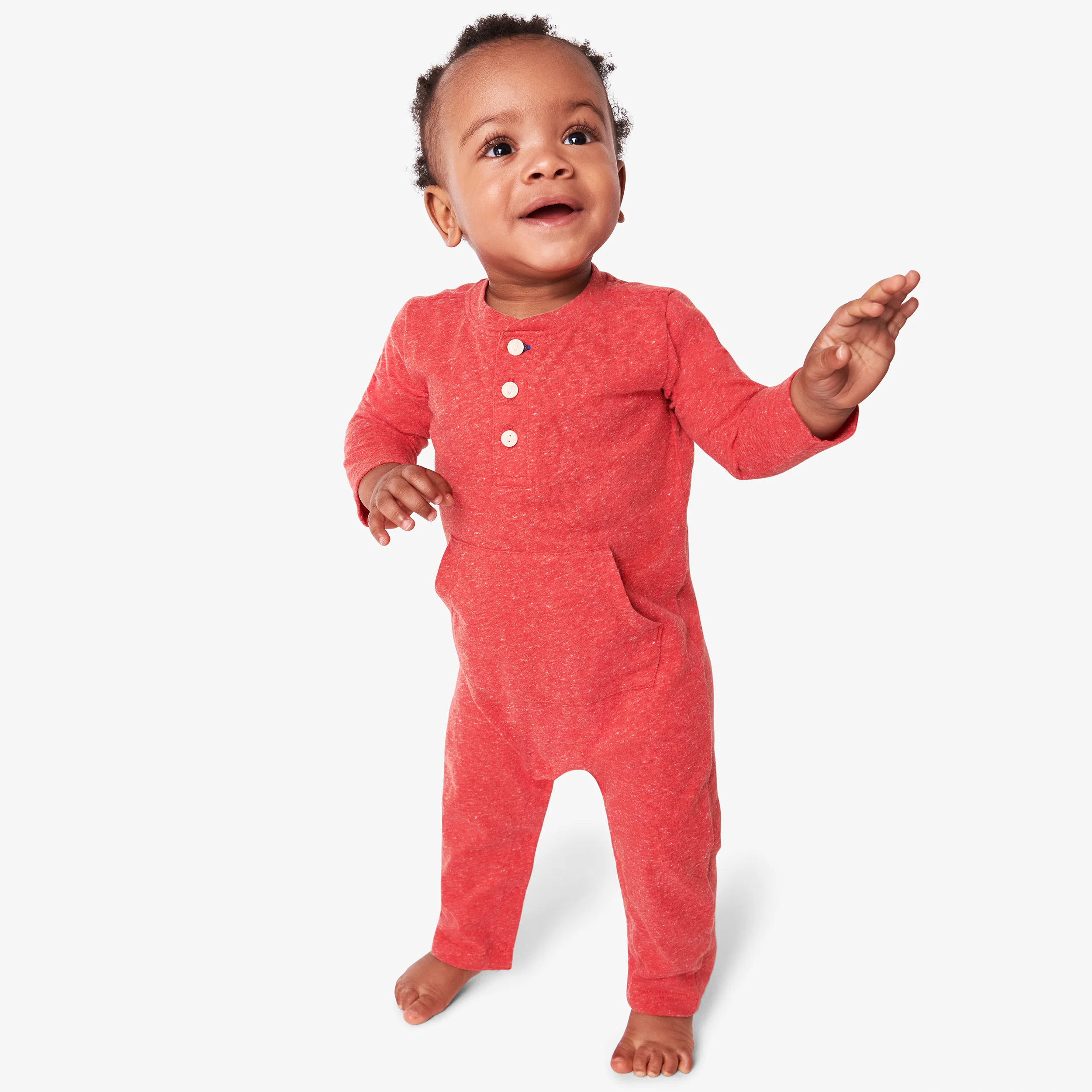 Baby heathered henley romper