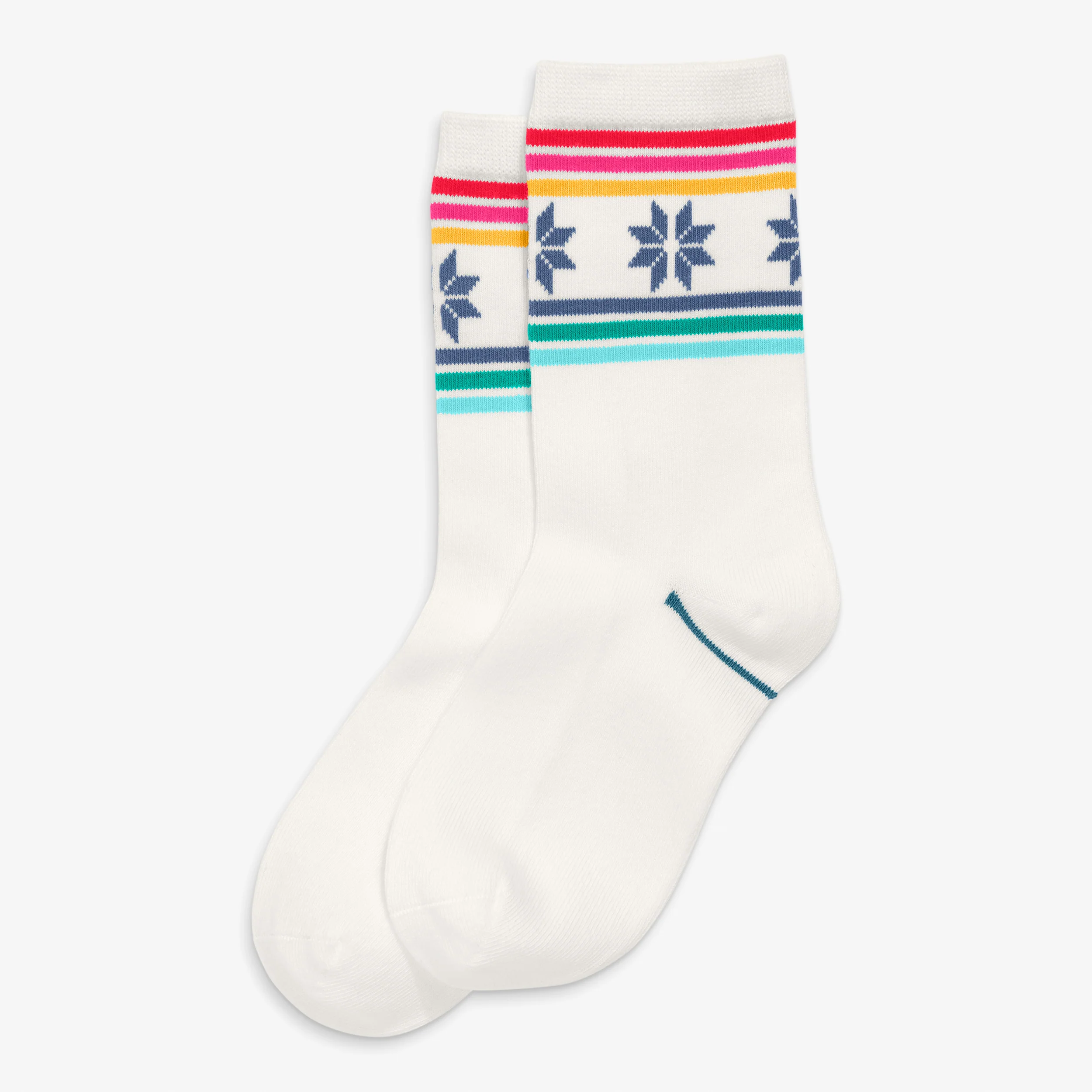 Kids crew sock in snowflake fair isle - Image 2