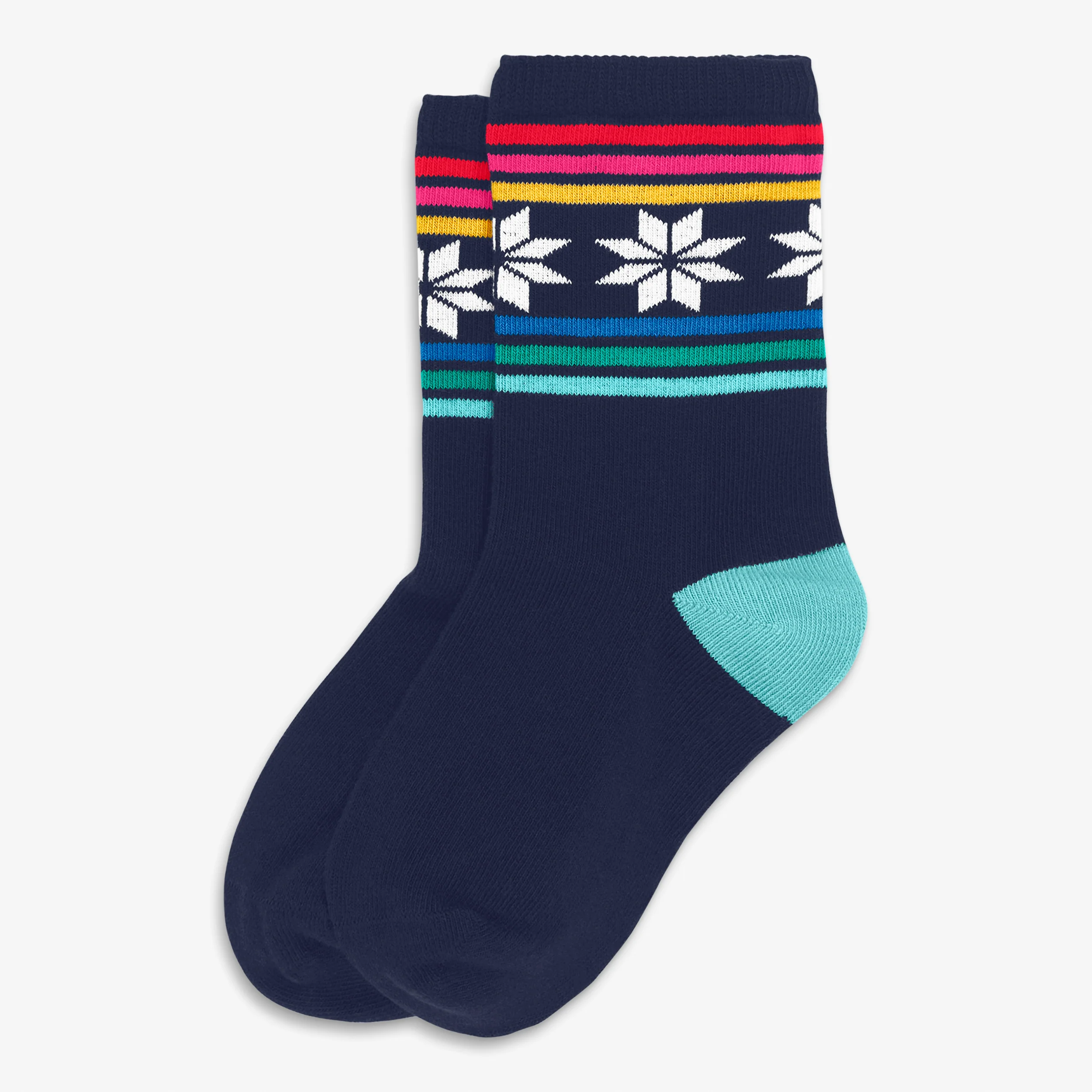 Kids crew sock in snowflake fair isle - Image 6