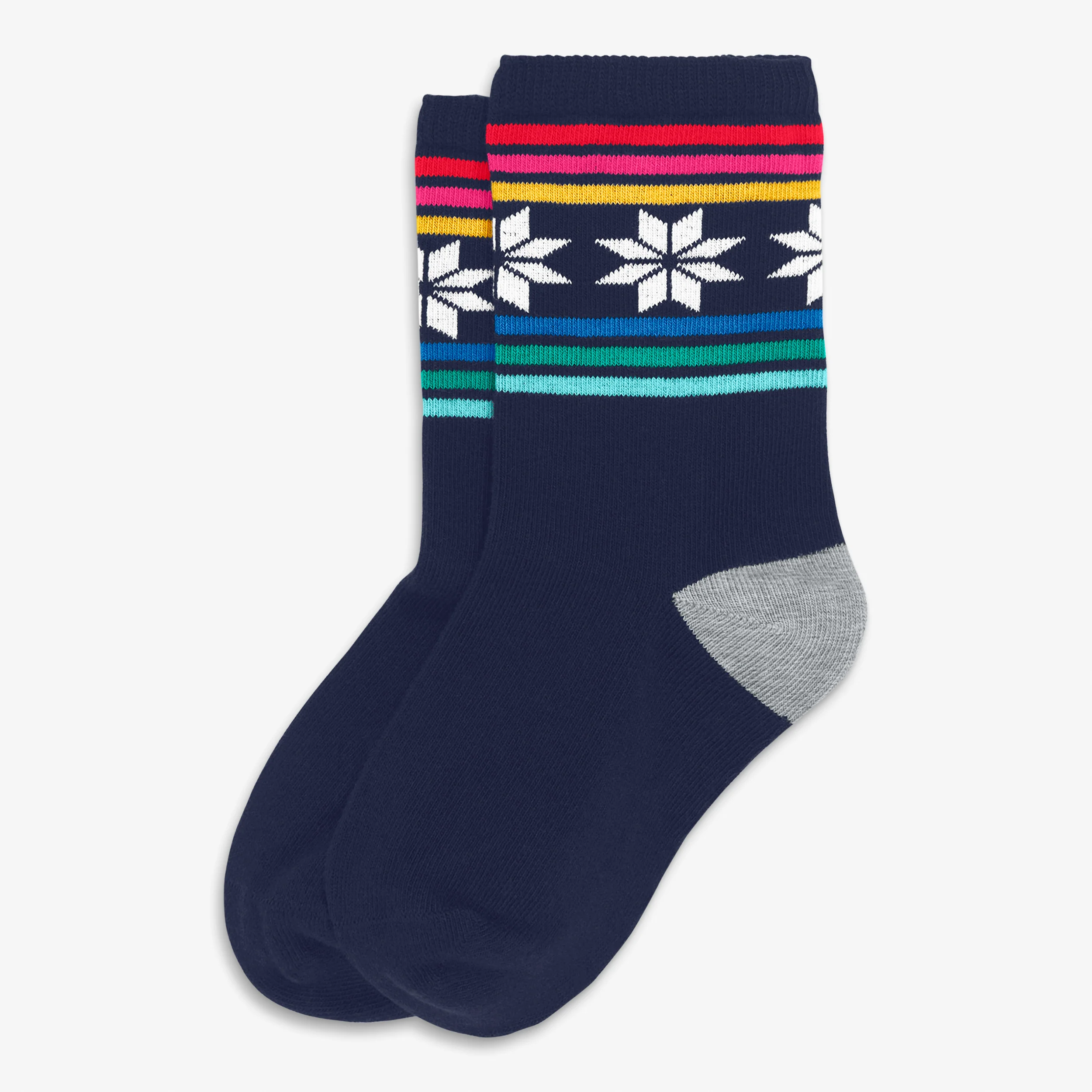 Kids crew sock in snowflake fair isle - Image 8