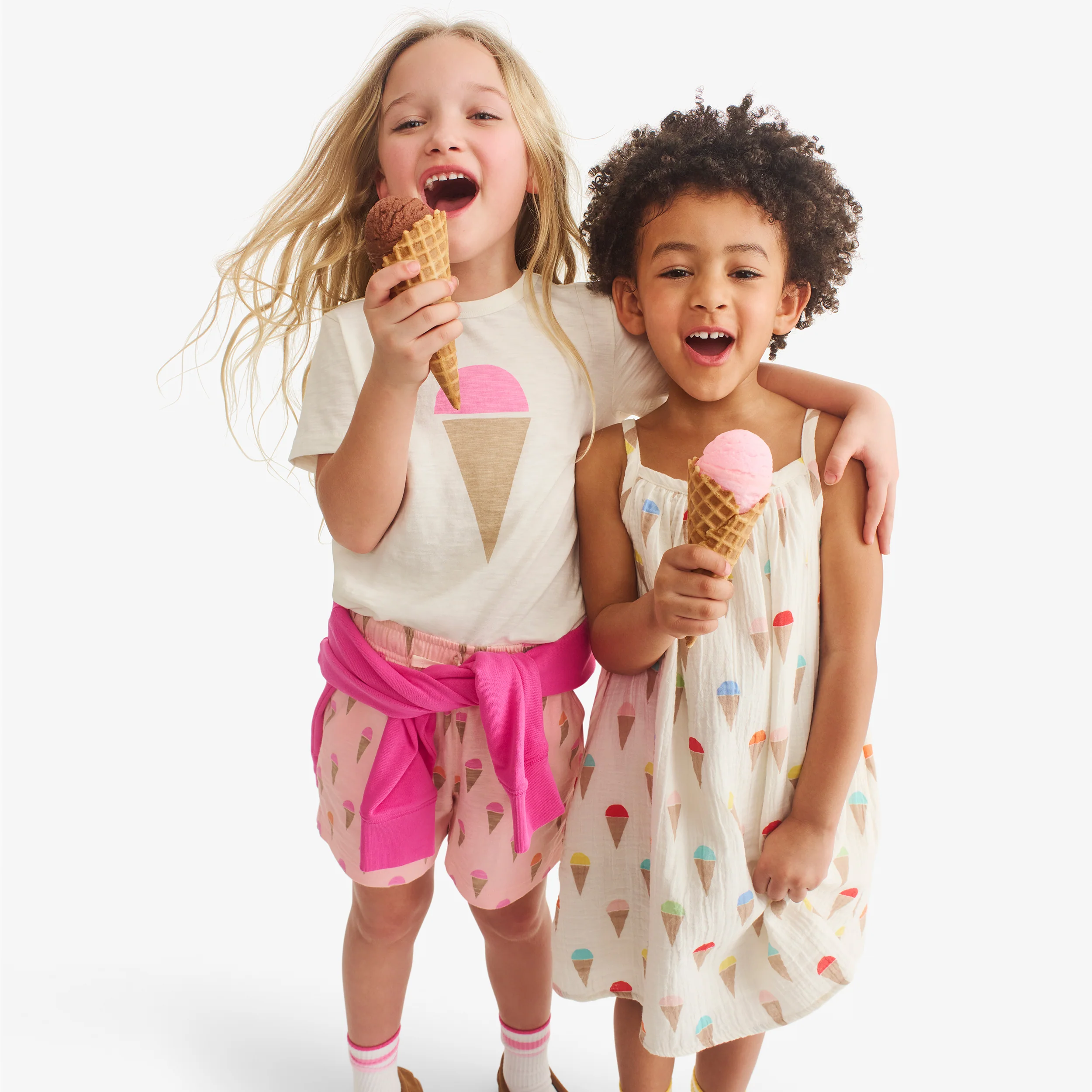 Kids cotton gauze tank dress in rainbow scoops - Image 3