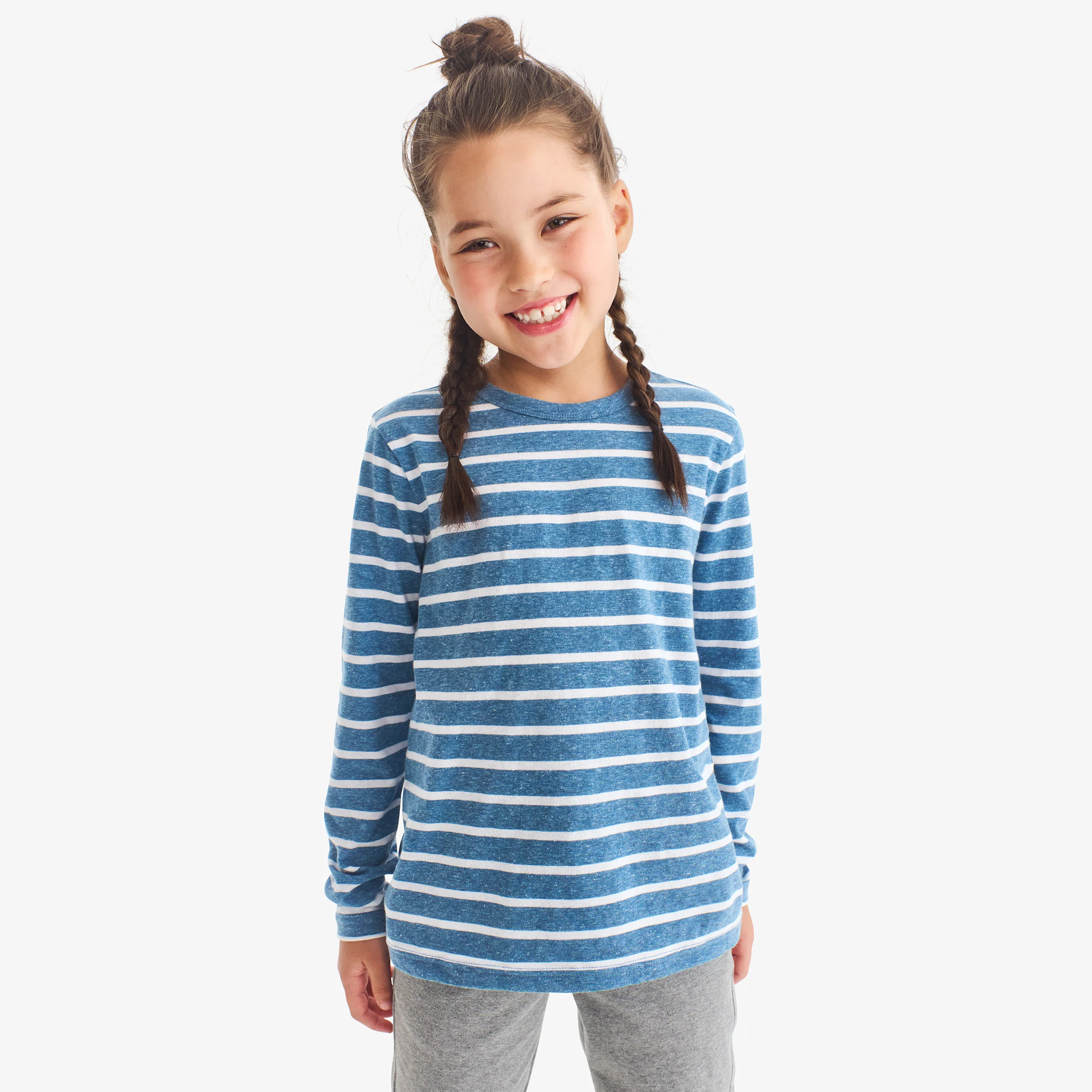 Kids heathered long sleeve stripe tee