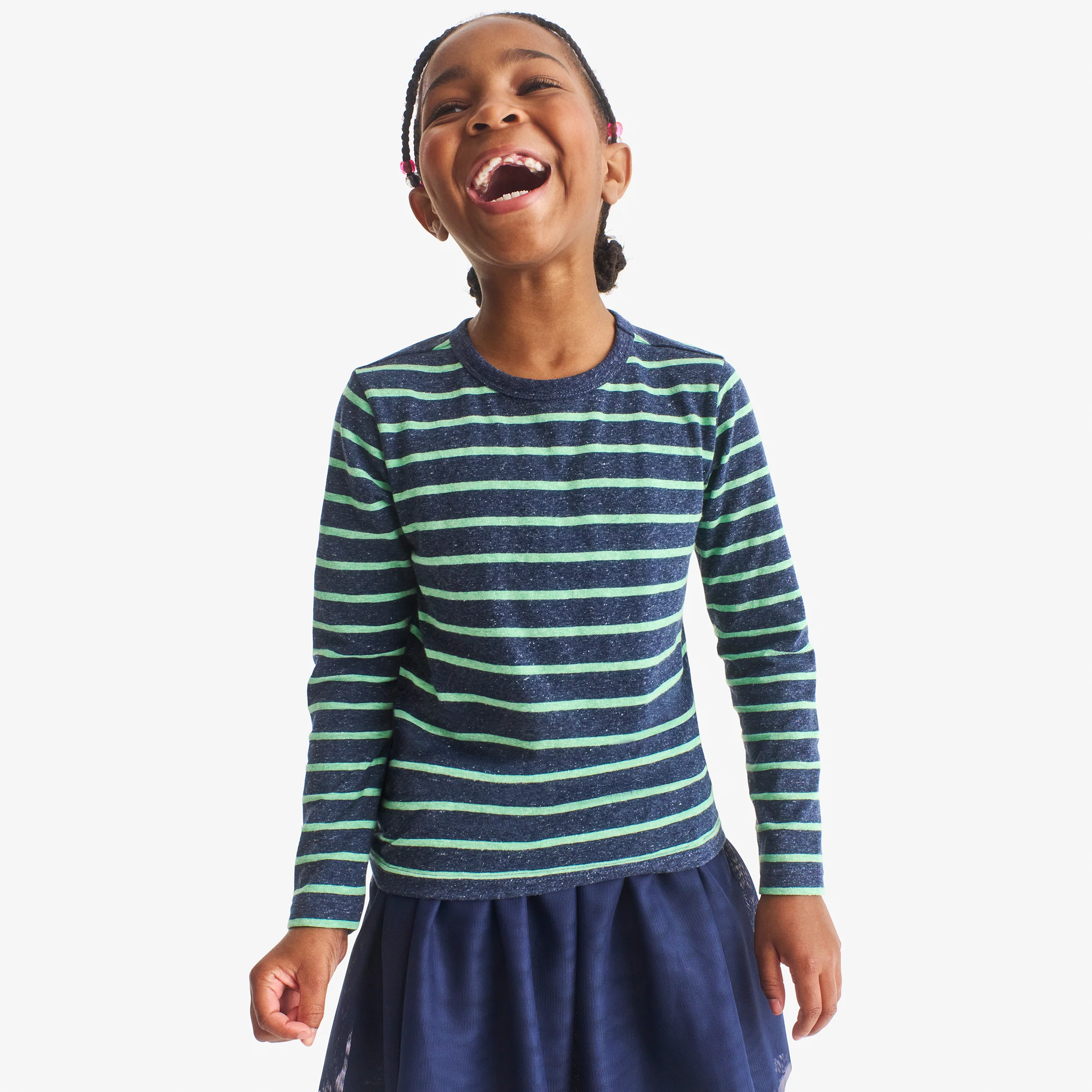 Kids heathered long sleeve stripe tee - Image 8