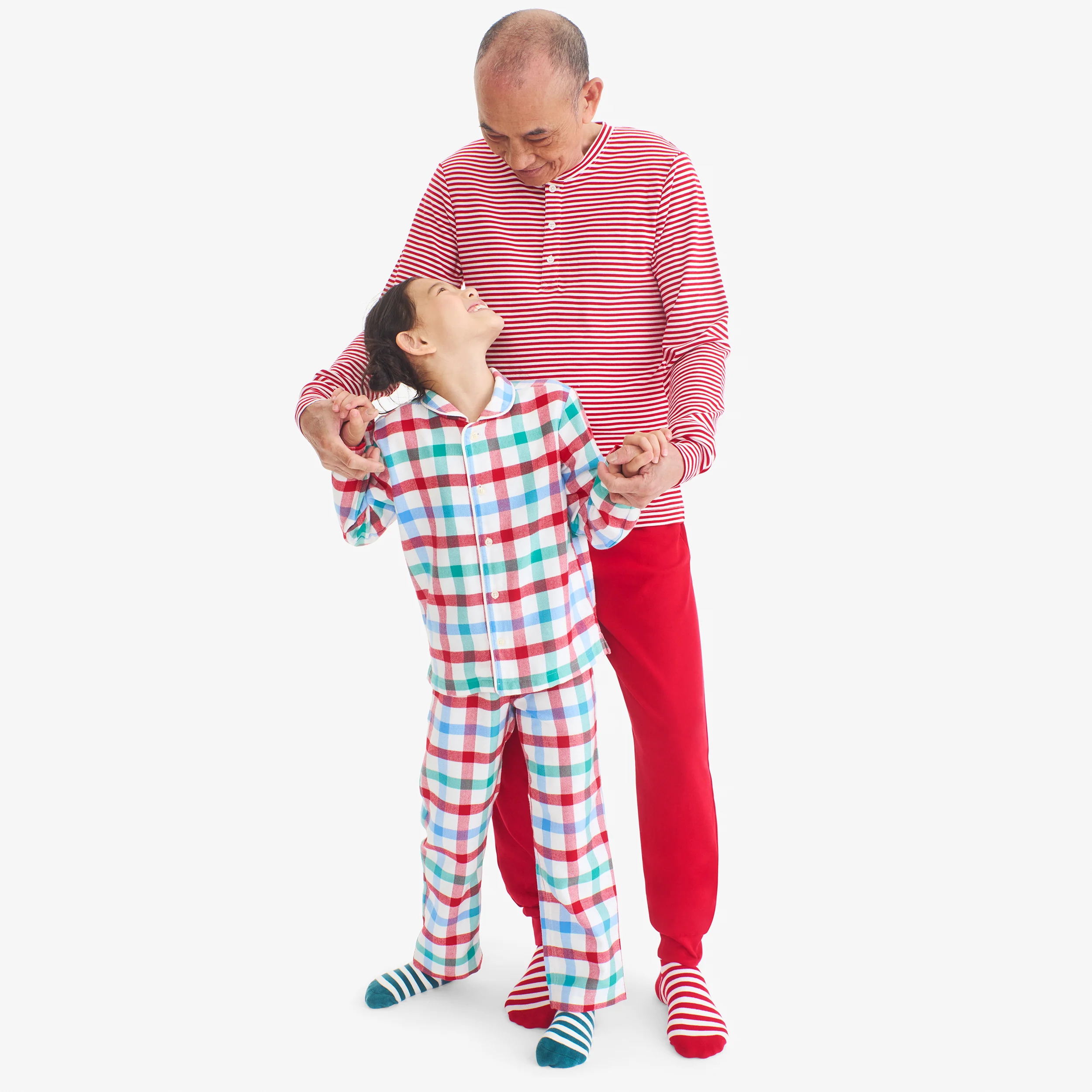 Kids flannel PJ top in peppermint plaid - Image 3