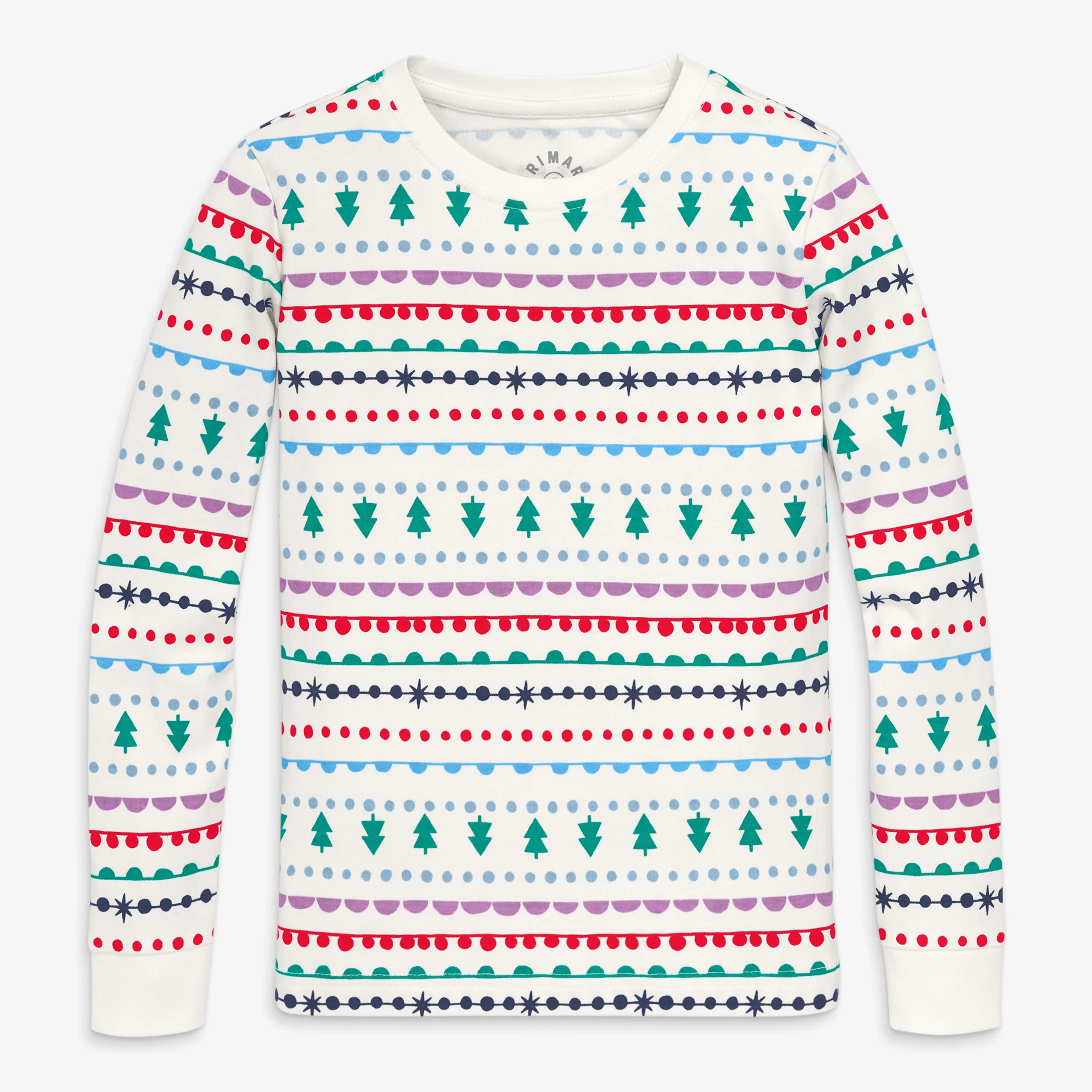 Kids organic long sleeve PJ top in merry ribbons - Image 2