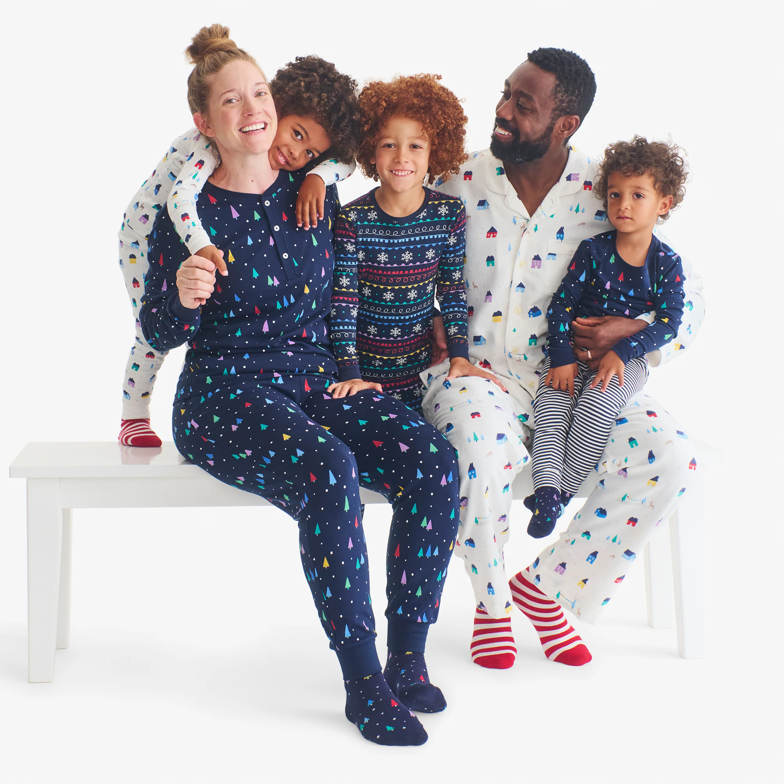 Kids organic long sleeve PJ top in rainbow fair isle - Image 5
