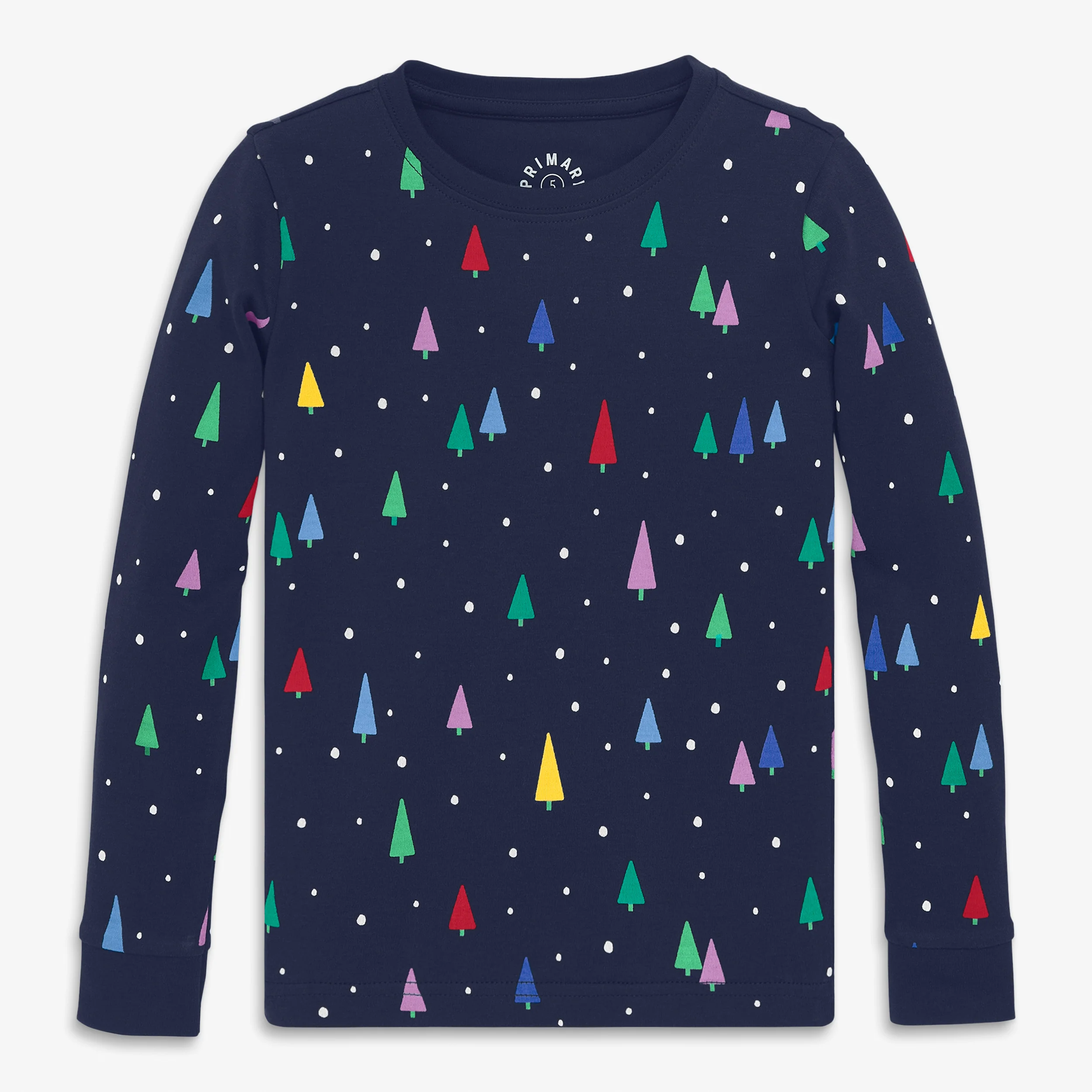 Kids organic long sleeve PJ top in rainbow forest
