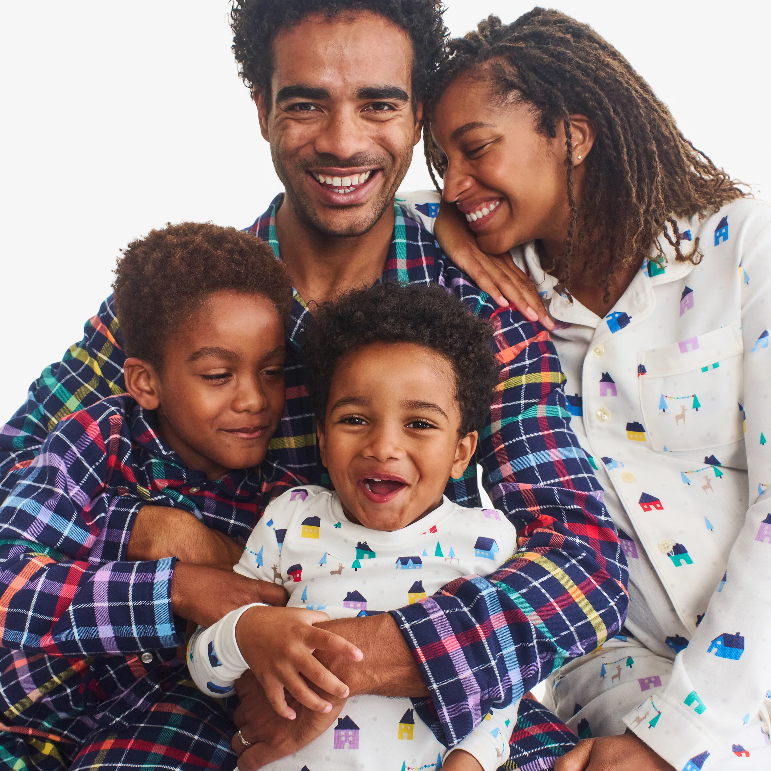 Kids organic long sleeve PJ top in rainbow village - Image 4