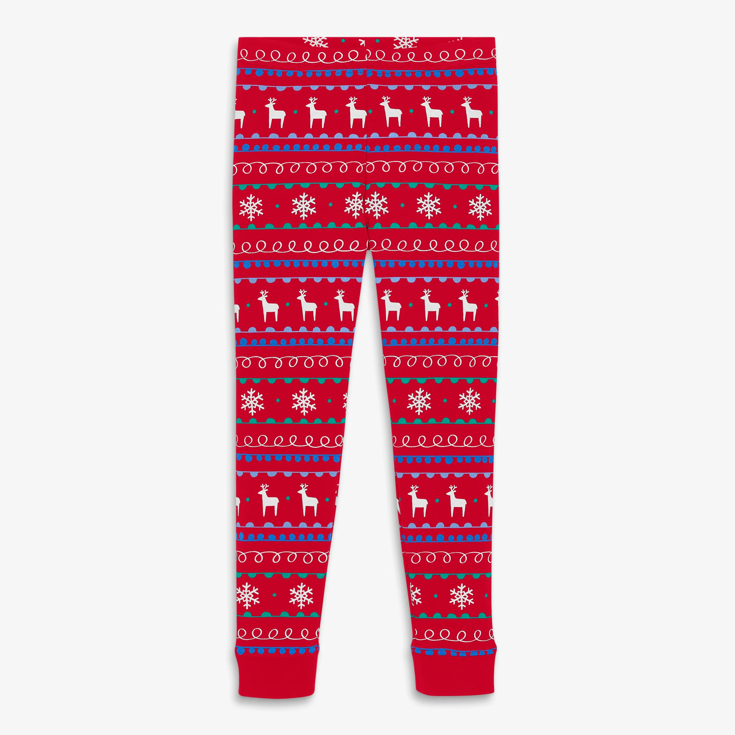 Kids organic PJ pant in reindeer fair isle