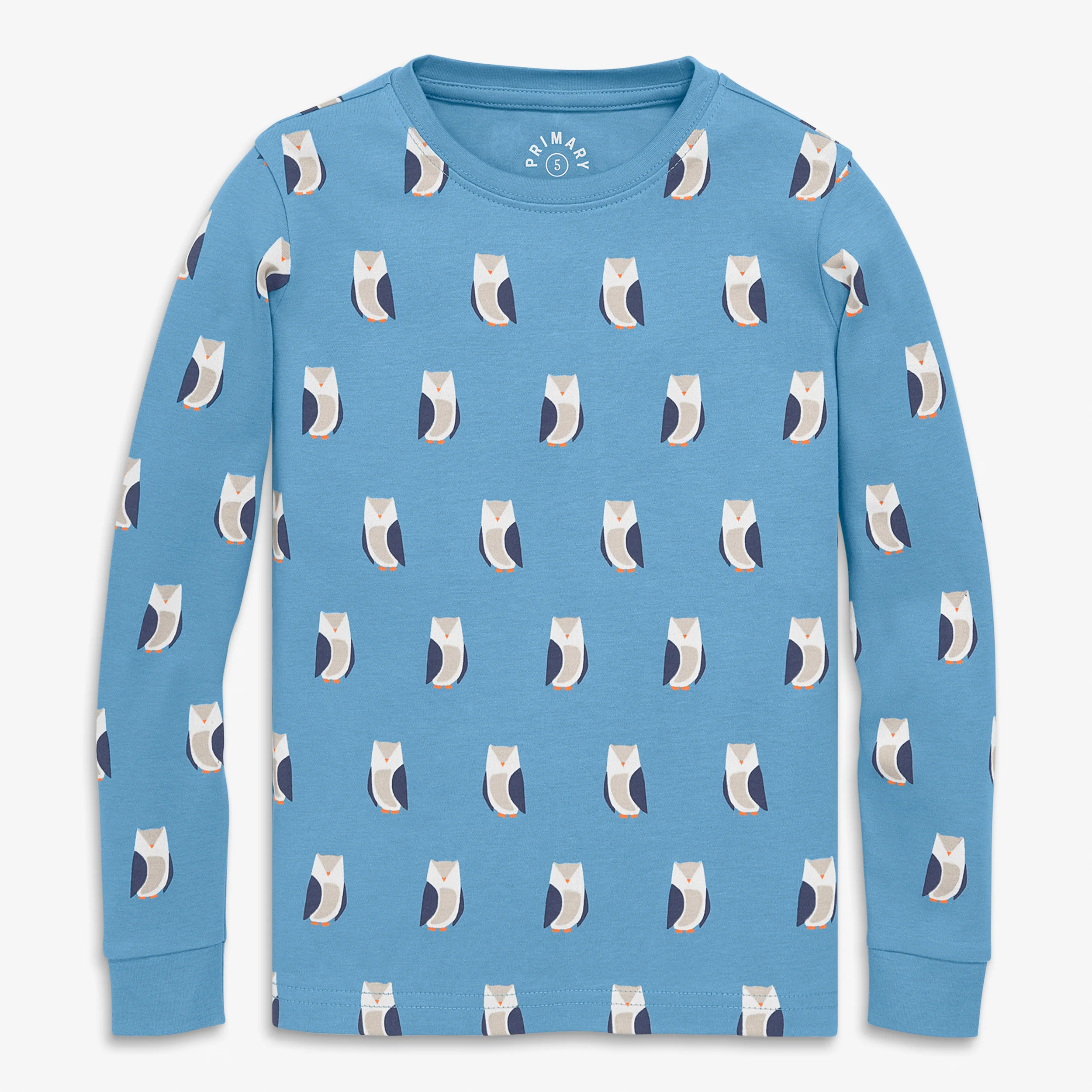 Clearance kids organic long sleeve pj top in night owls