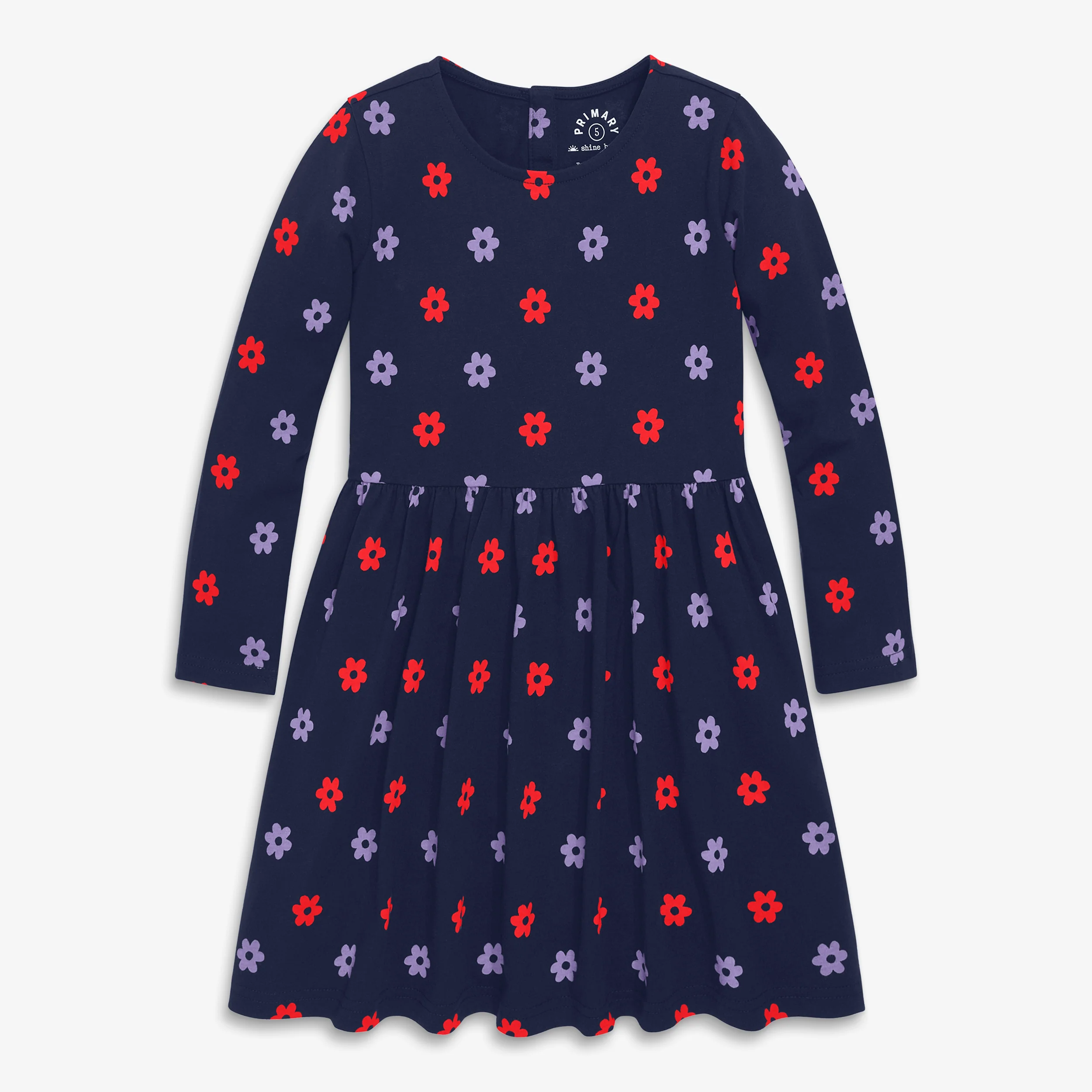 Clearance kids long sleeve perfect pocket dress in violet blooms