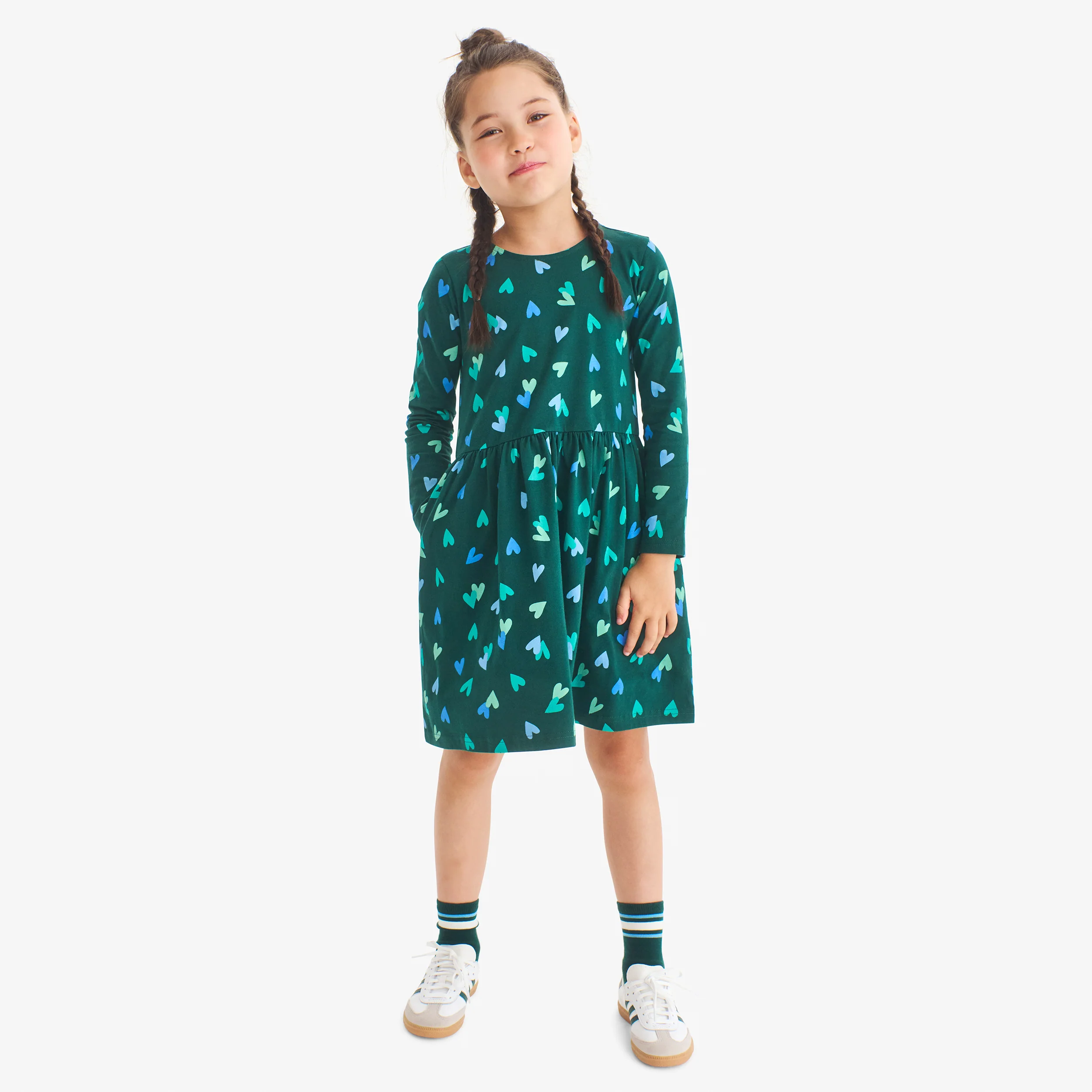 Clearance kids long sleeve perfect pocket dress in confetti hearts