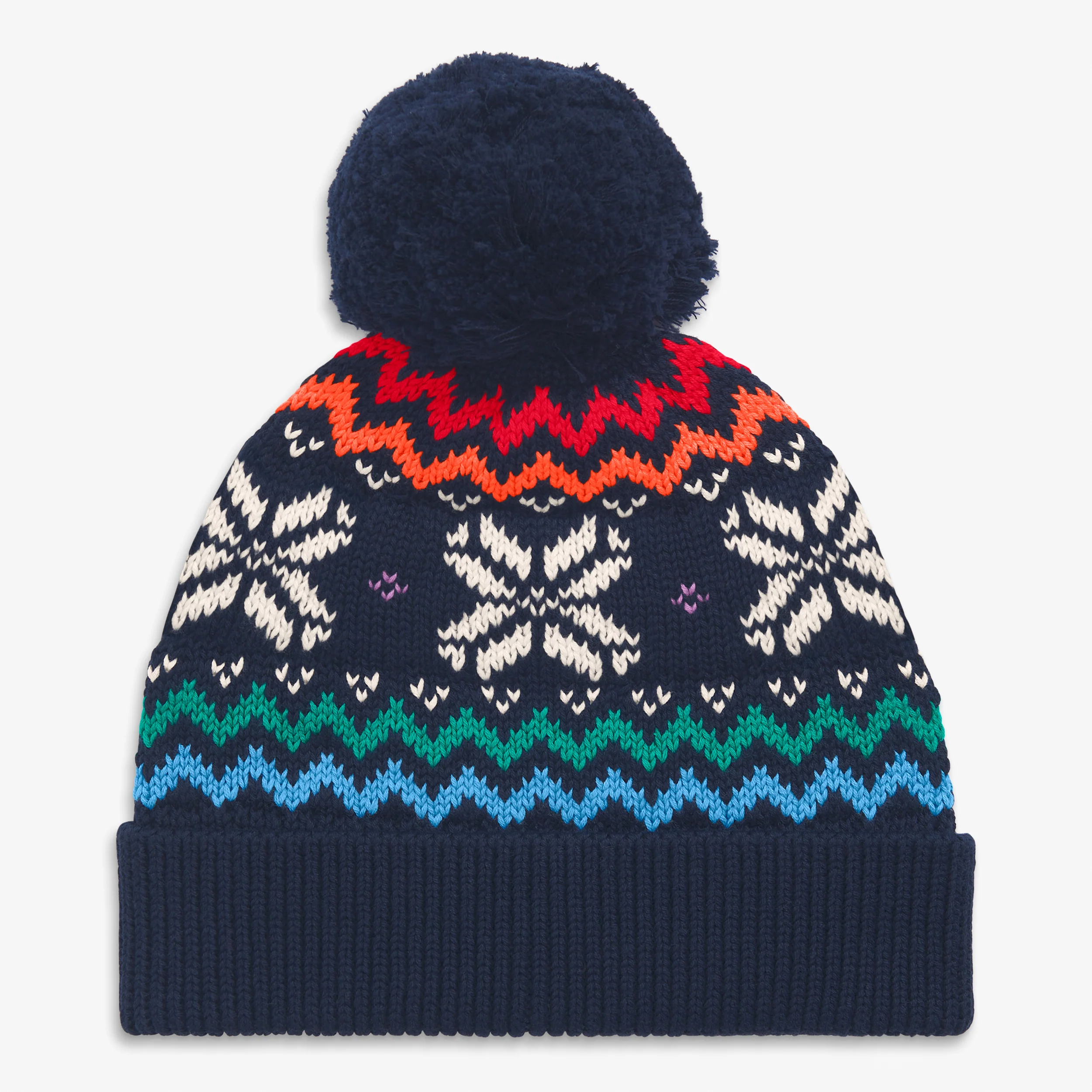 Kids rainbow snowflake fair isle beanie - Image 2