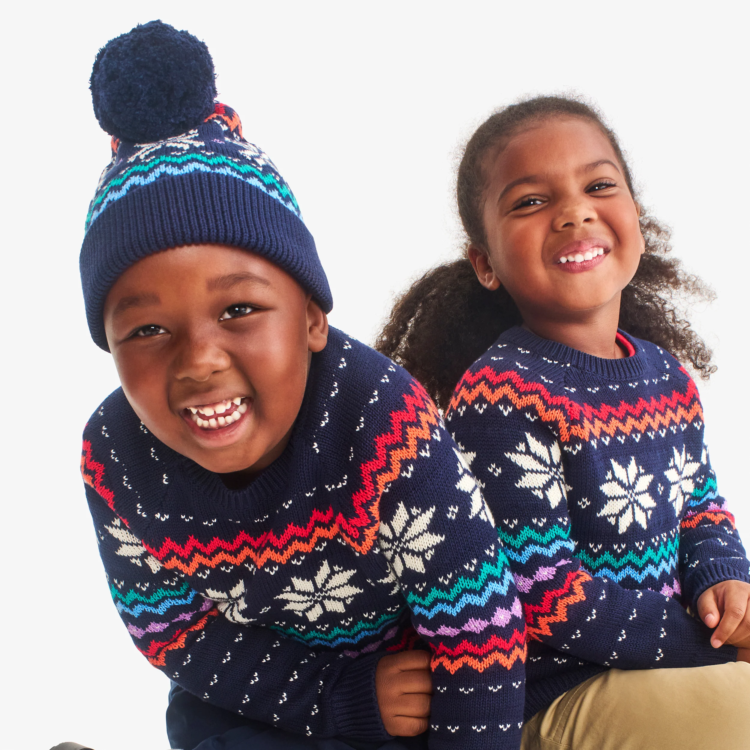 Kids rainbow snowflake fair isle beanie - Image 4