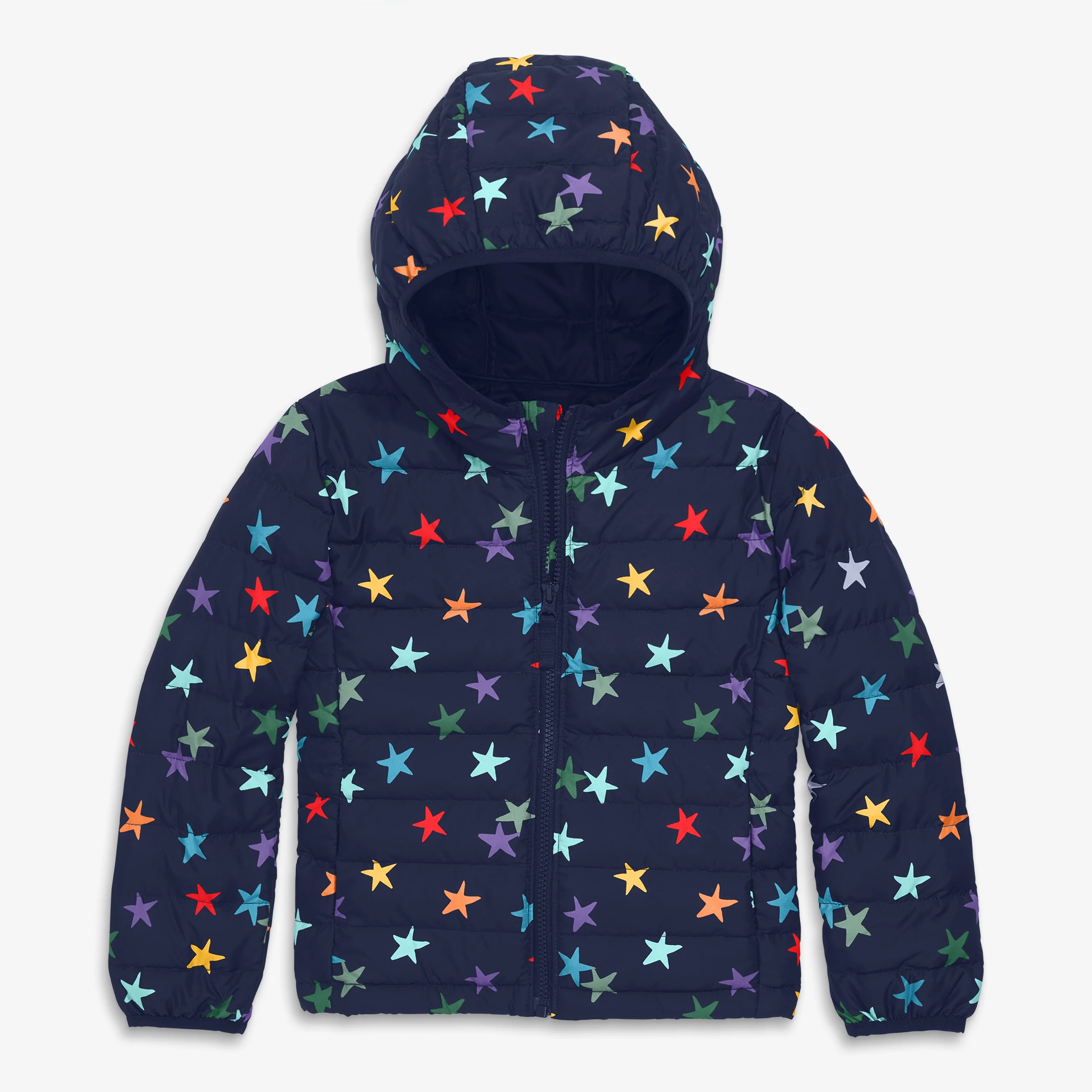 Clearance kids lightweight puffer jacket in rainbow confetti stars - Image 2