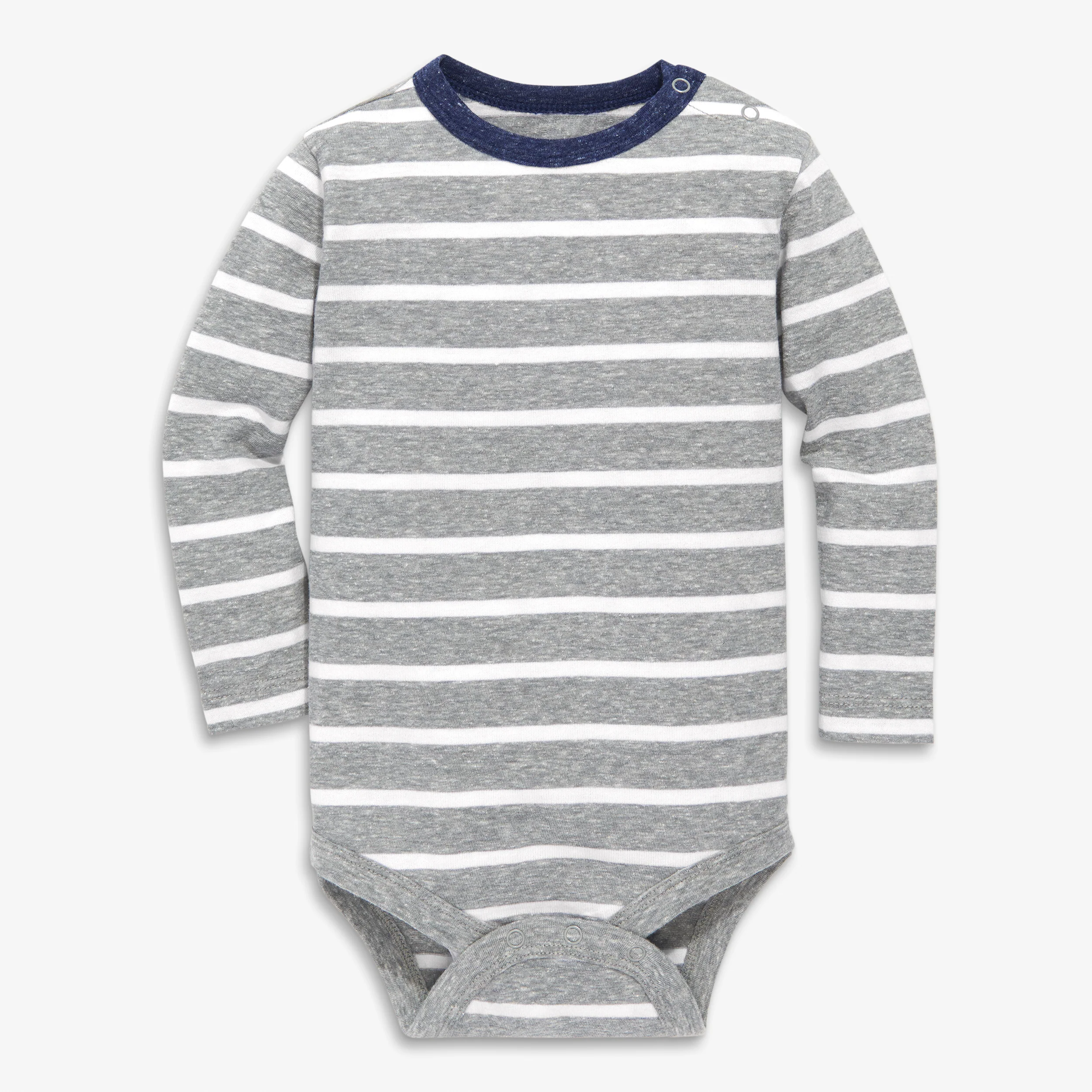 Clearance long sleeve heathered babysuit in stripe - Image 4