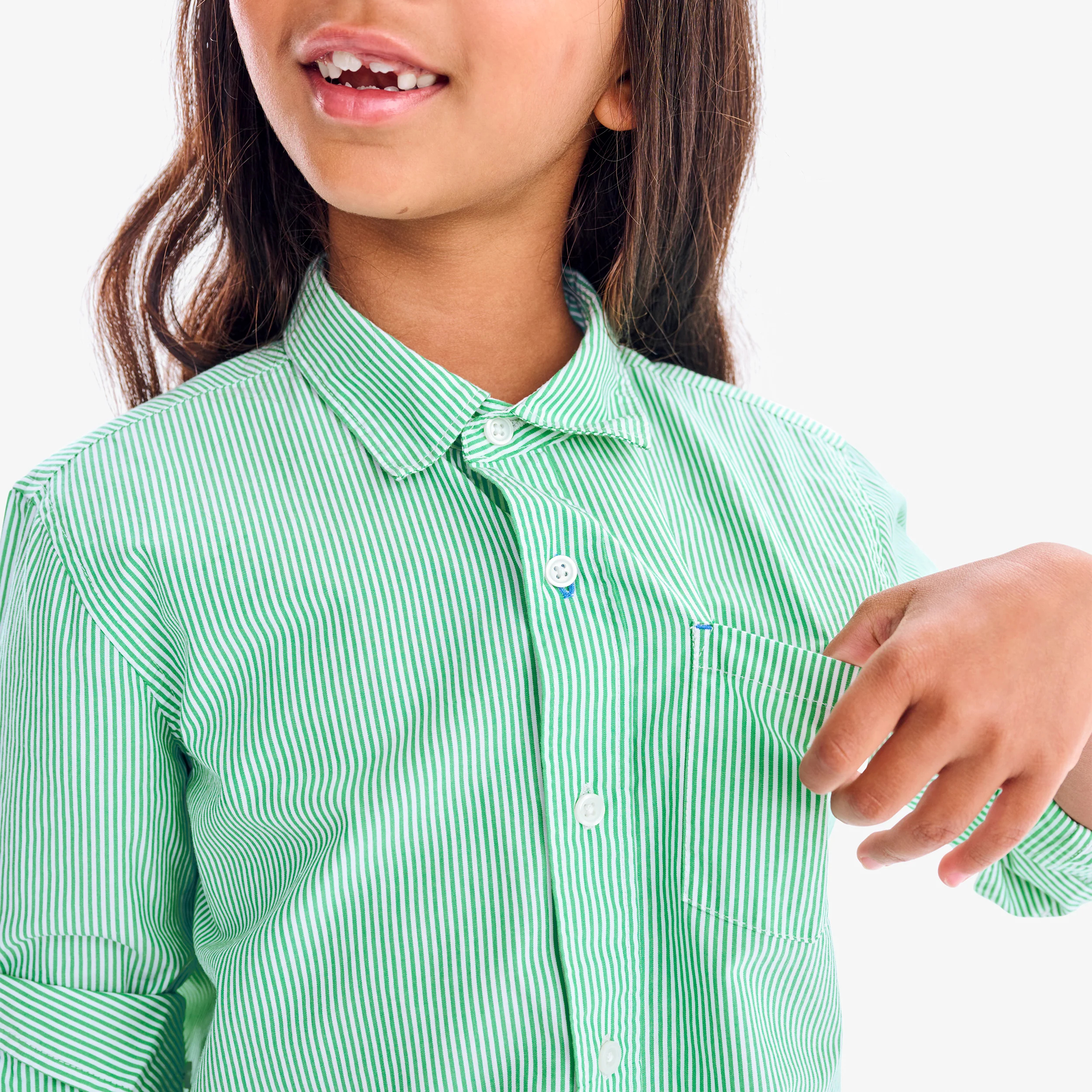 Kids long sleeve button down in stripe - Image 6
