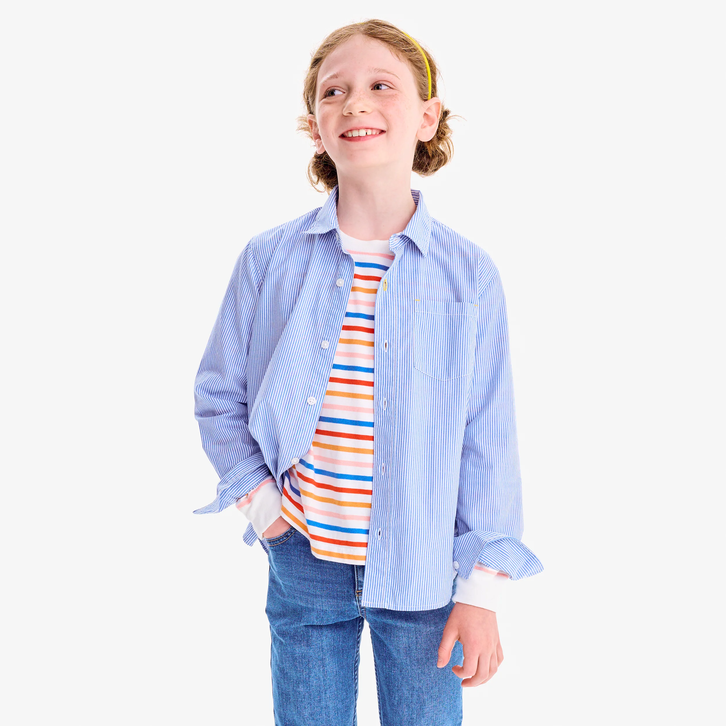 Kids long sleeve button down in stripe - Image 7