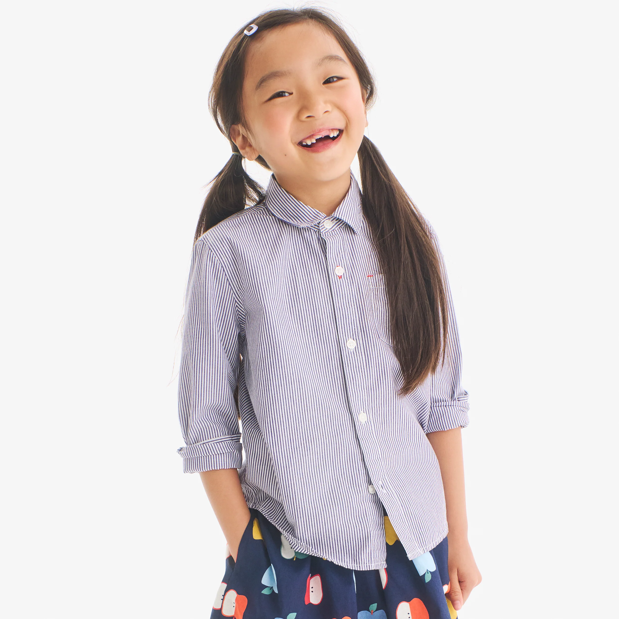 Kids long sleeve button down in stripe - Image 8