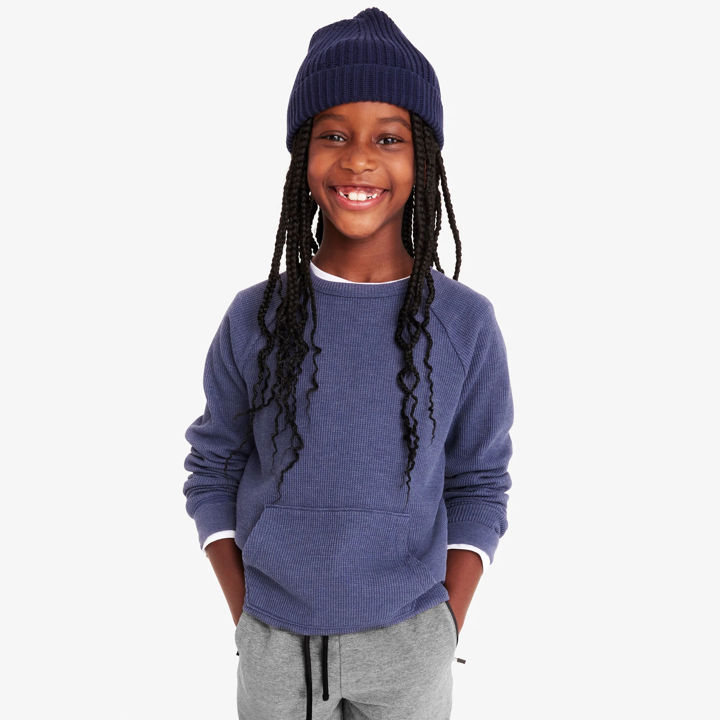 Kids heathered waffle pocket tee - Image 10