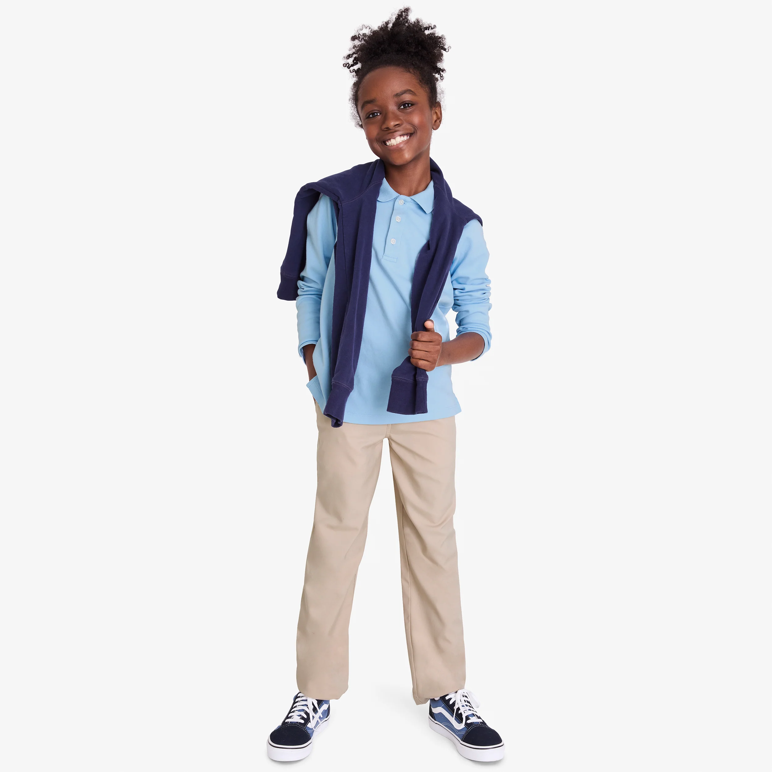 Kids slim long sleeve interlock polo - Image 4