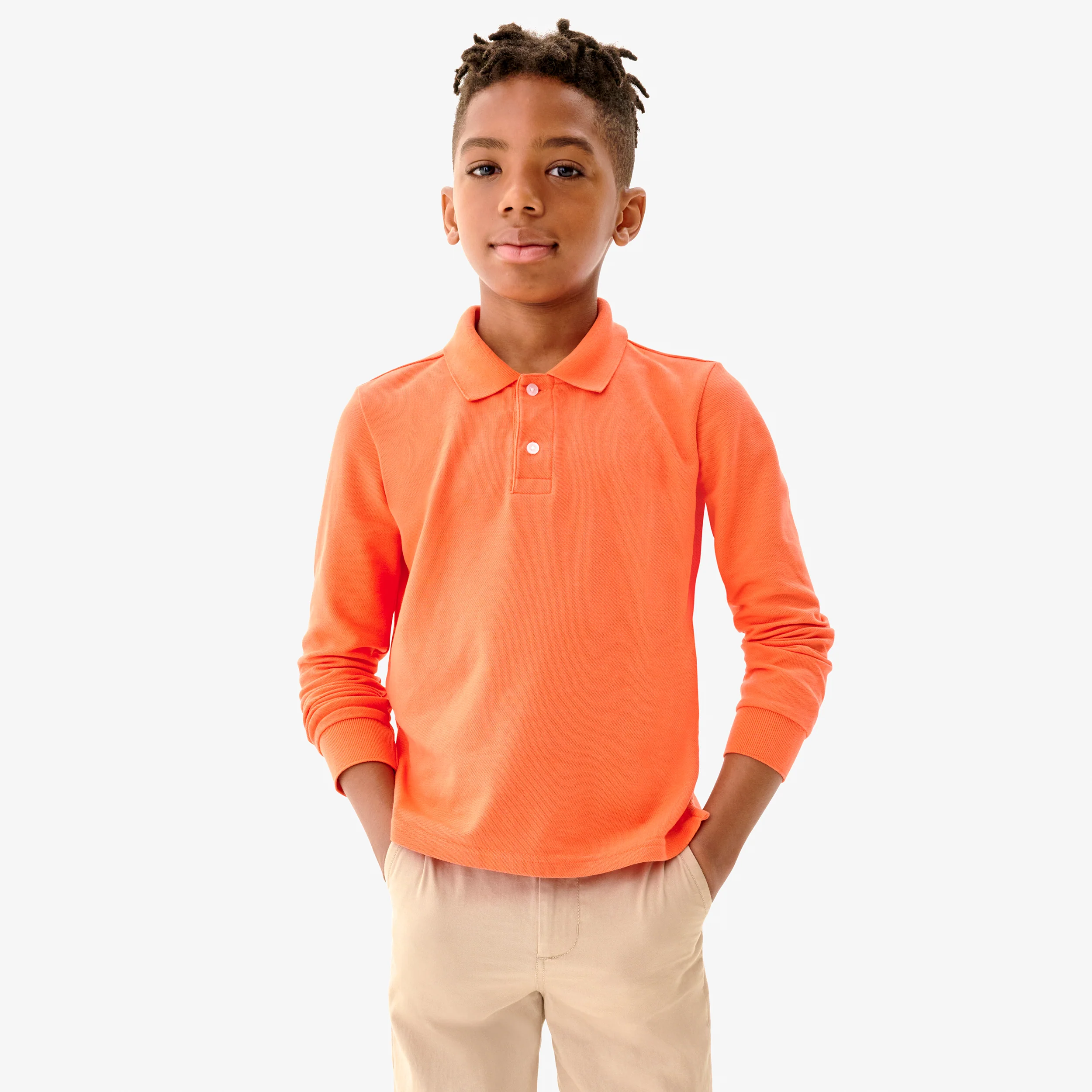 Kids long sleeve pique polo - Image 2