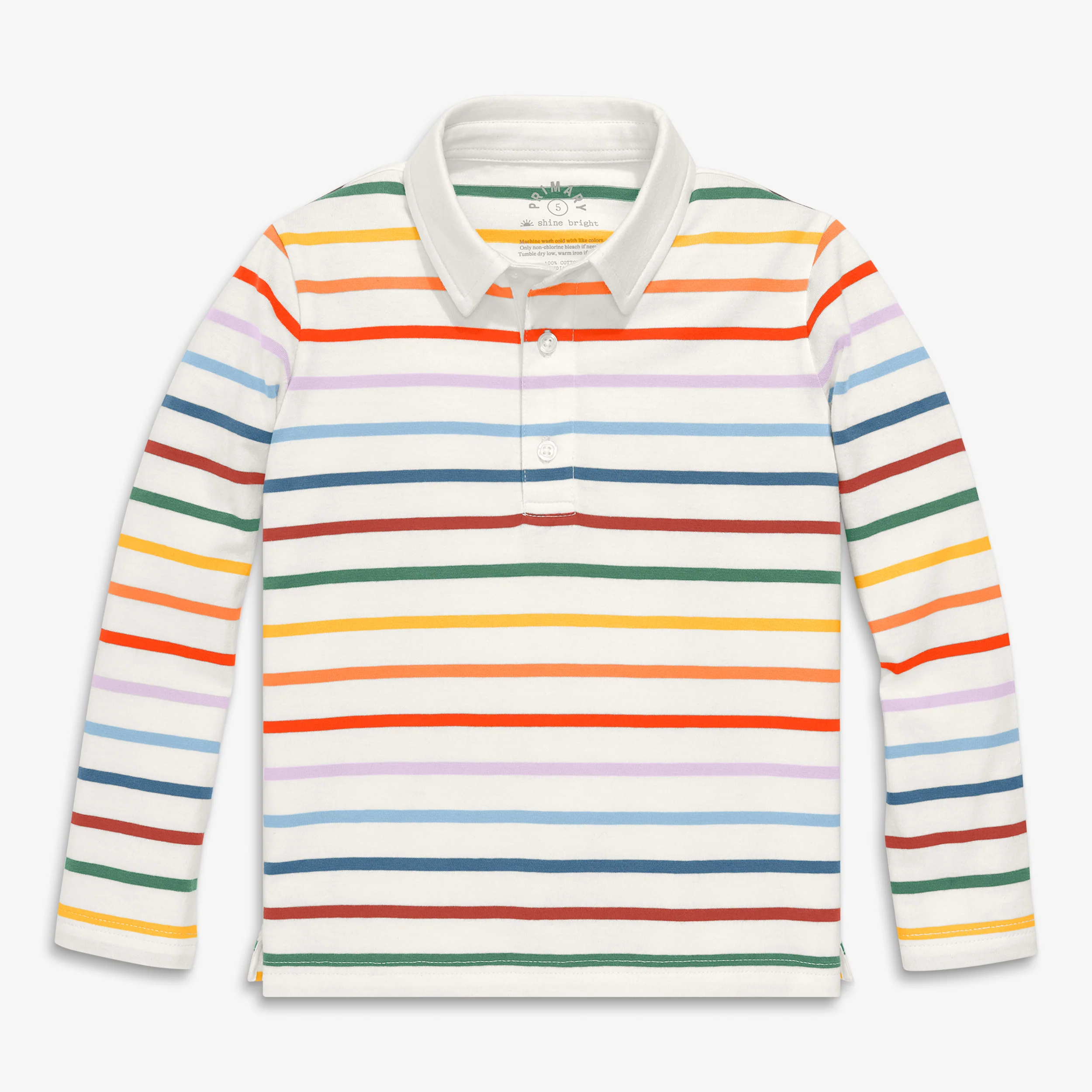 Clearance kids long sleeve polo in rainbow stripe