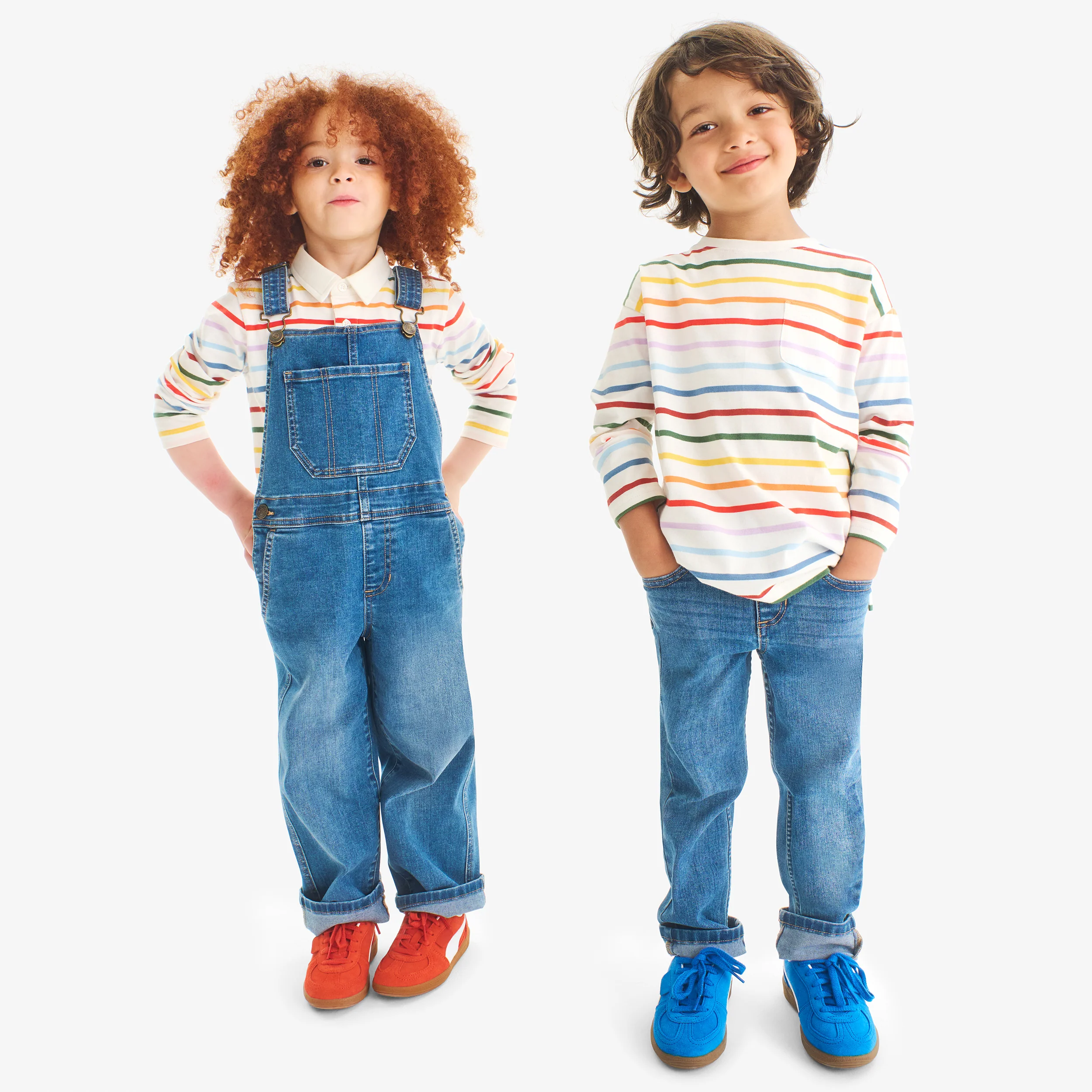 Clearance kids long sleeve polo in rainbow stripe - Image 2