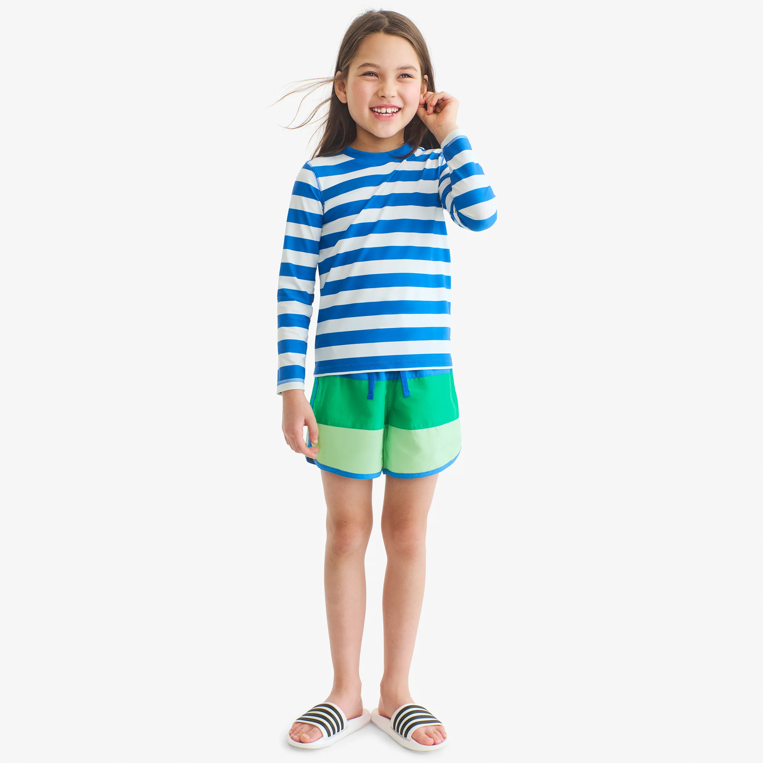 Kids long sleeve rash guard in stripe - Image 12