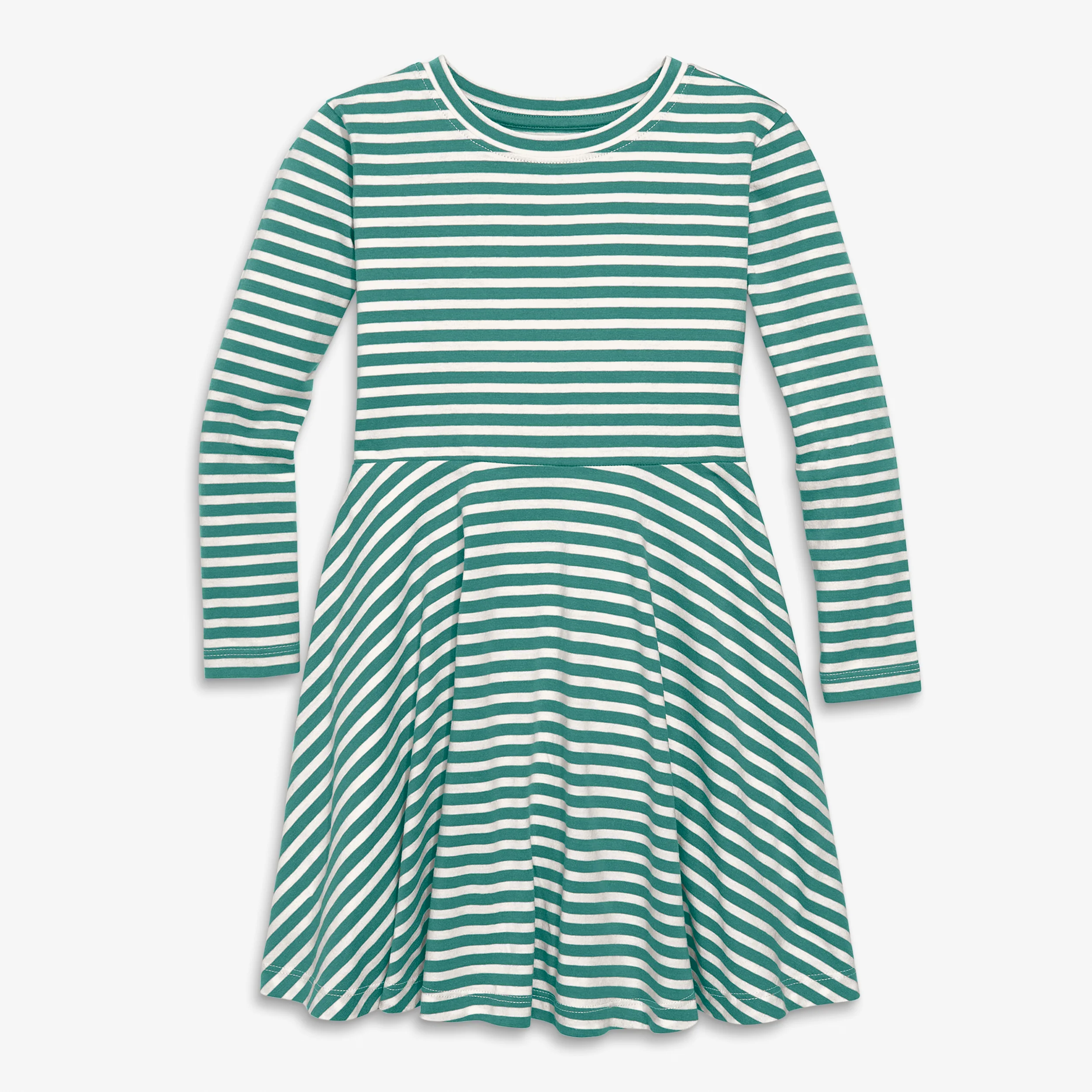 Kids long sleeve twirly dress in mini stripe