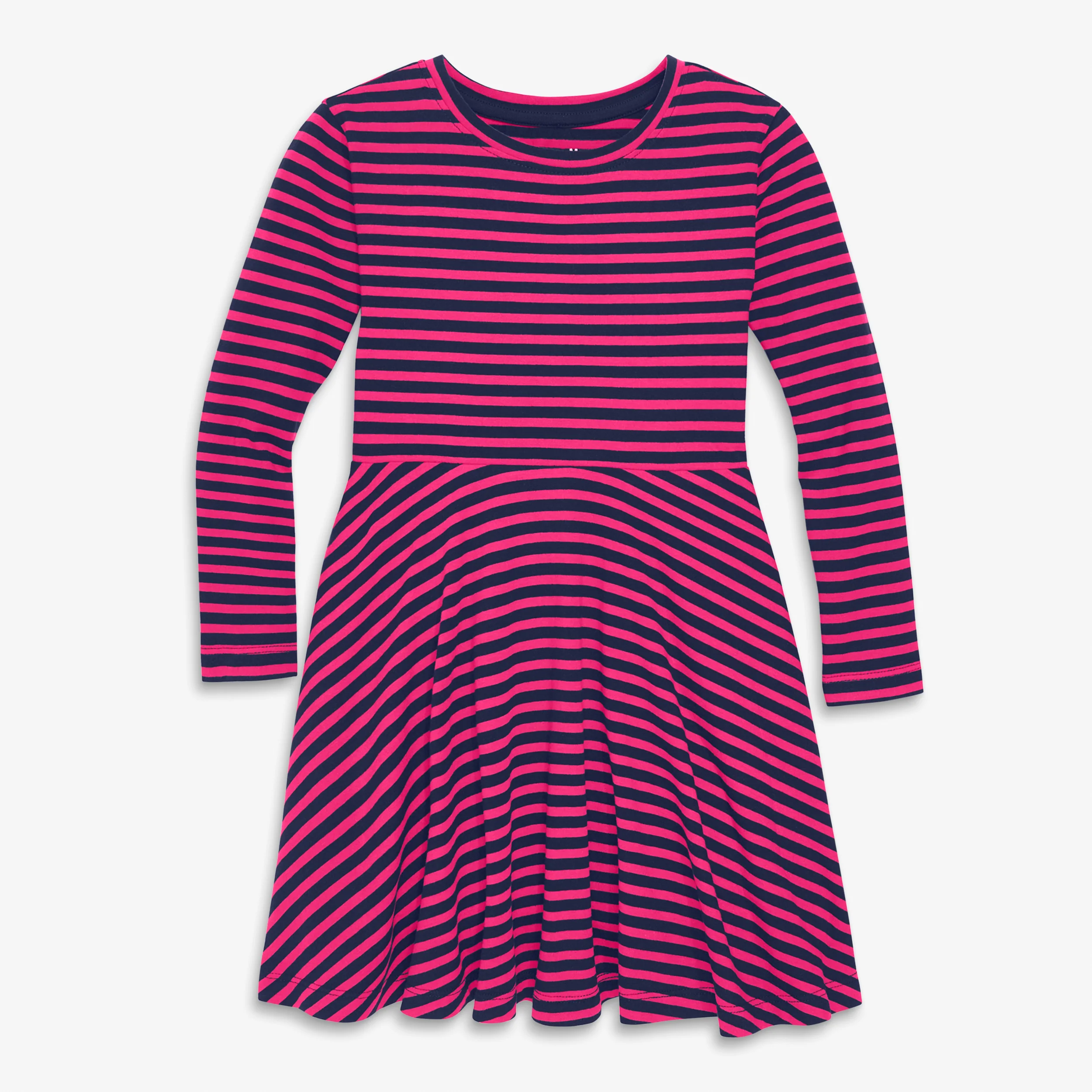 Kids long sleeve twirly dress in mini stripe - Image 3